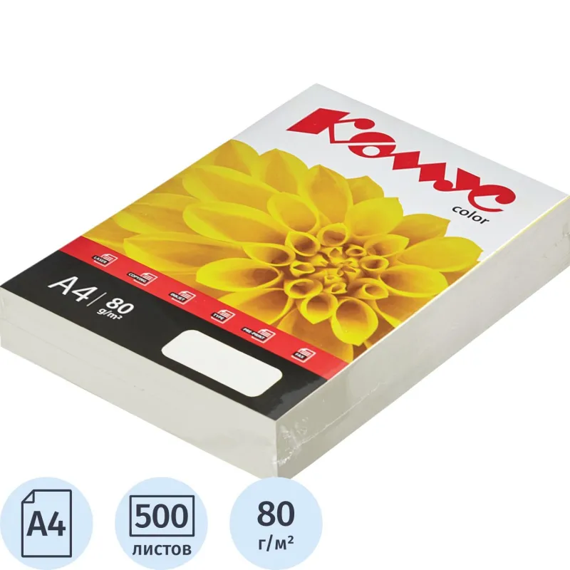 Цветная бумага Комус Color слоновая кость А4 80 г/м² (500 л., офисное использование)