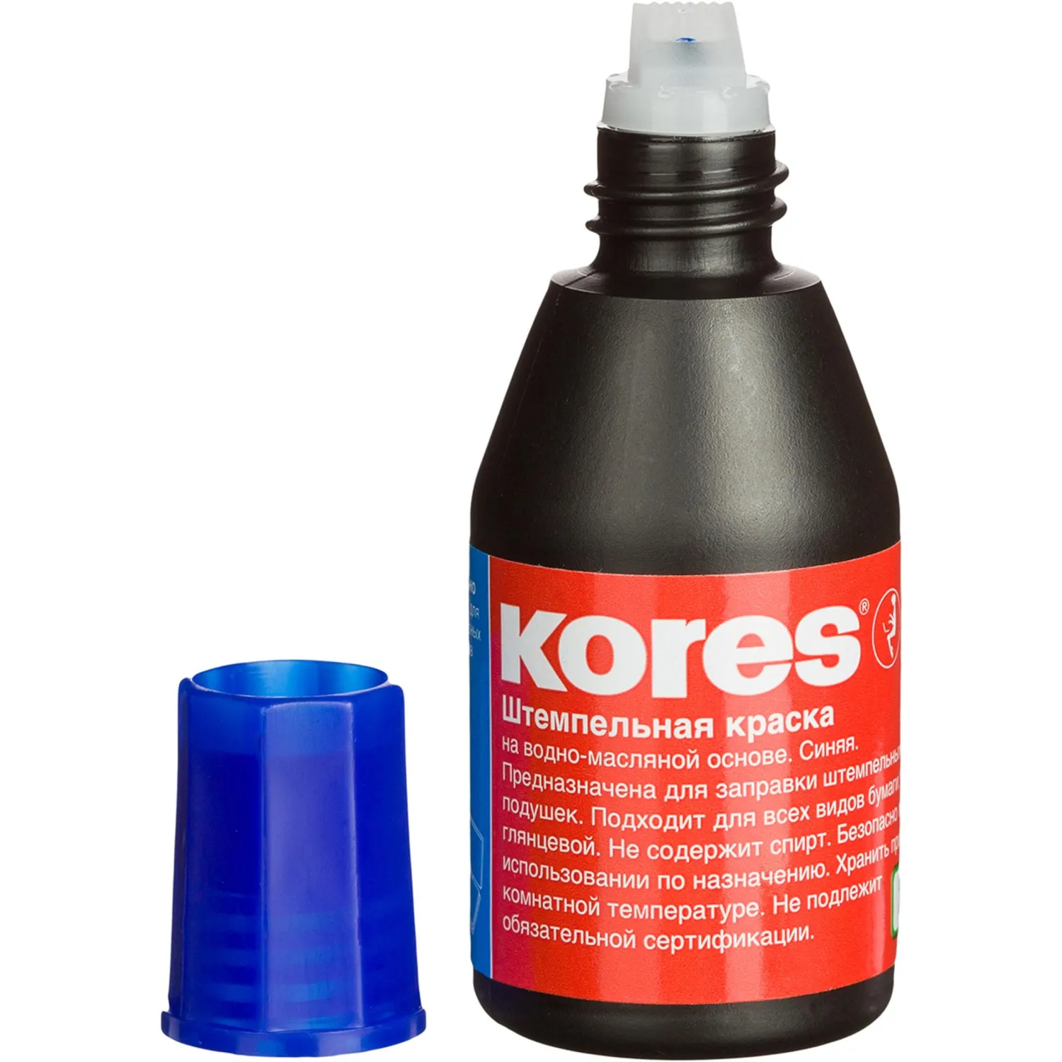Штемпельная краска Kores синяя 28 мл (водно-масляная), пластик - Image 4