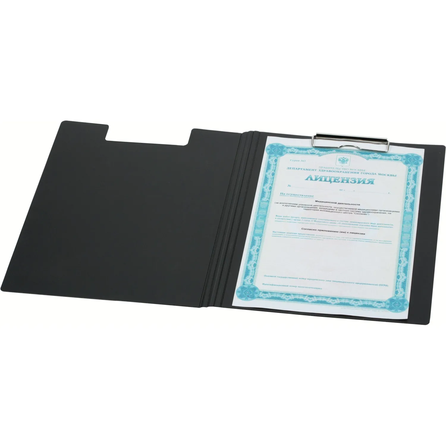 Папка-планшет с зажимом и крышкой Attache A4 пластиковая черная - Image 4