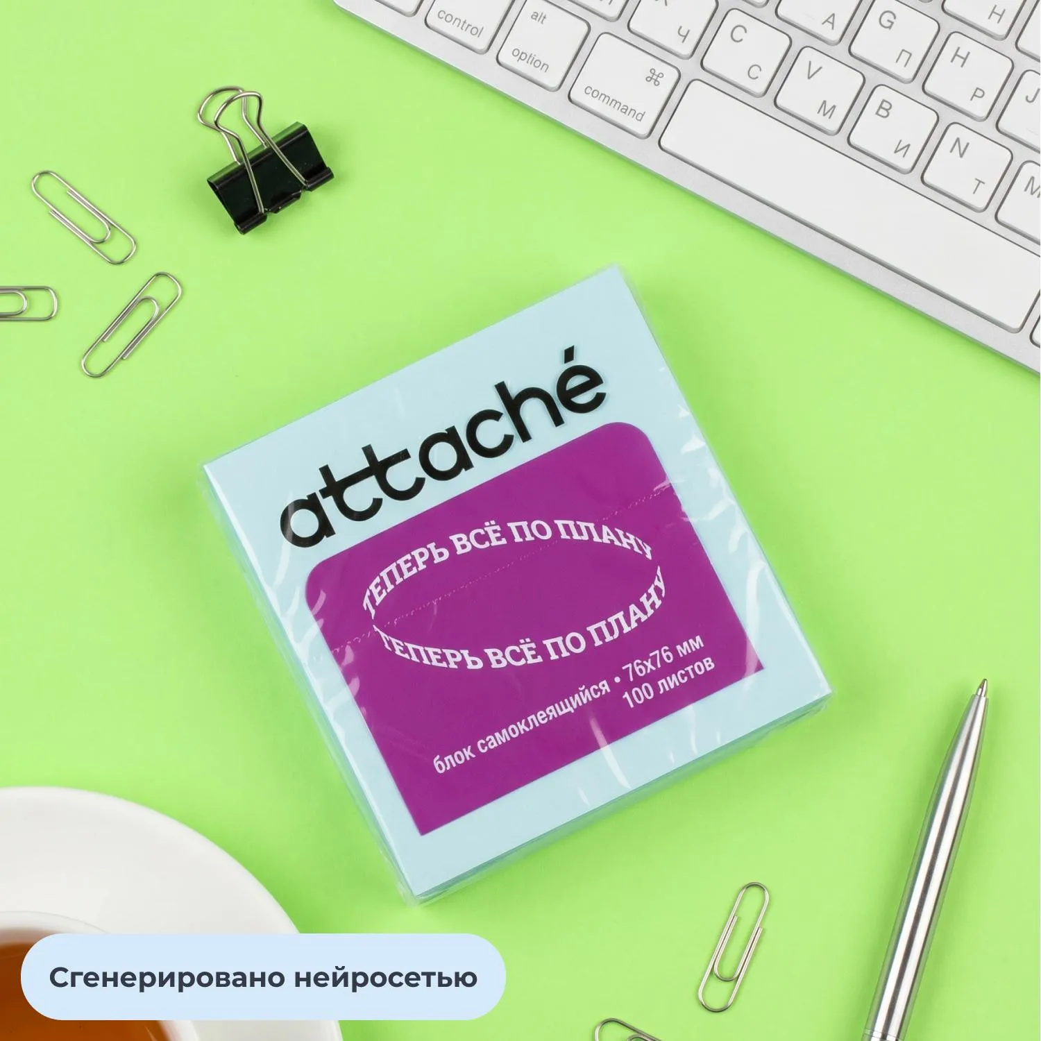 Стикеры Attache 76×76 мм пастельный голубой 100 листов (без следов клея) - Image 9