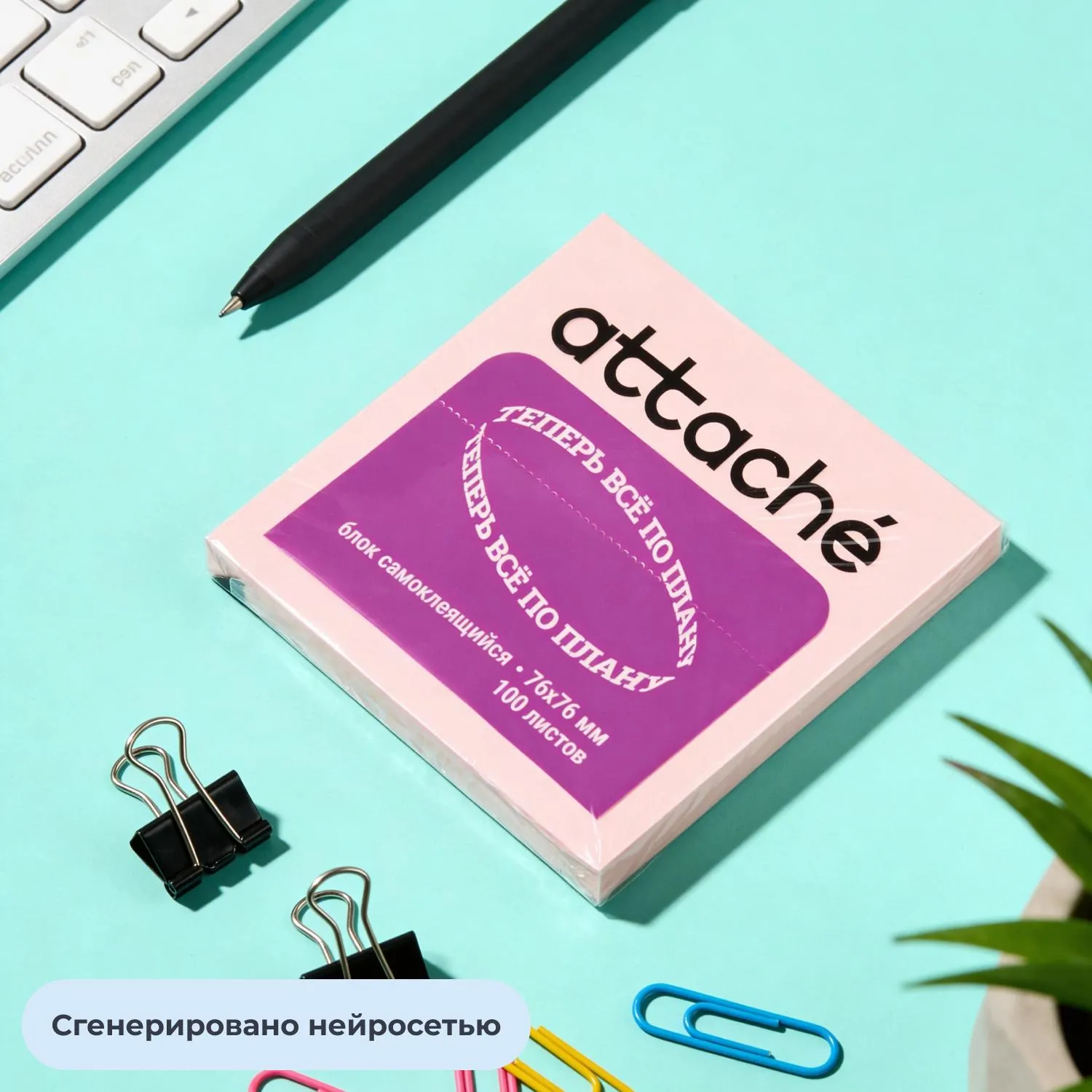 Стикеры Attache 76×76 мм пастельный розовый 100 листов (без следов клея) - Image 8