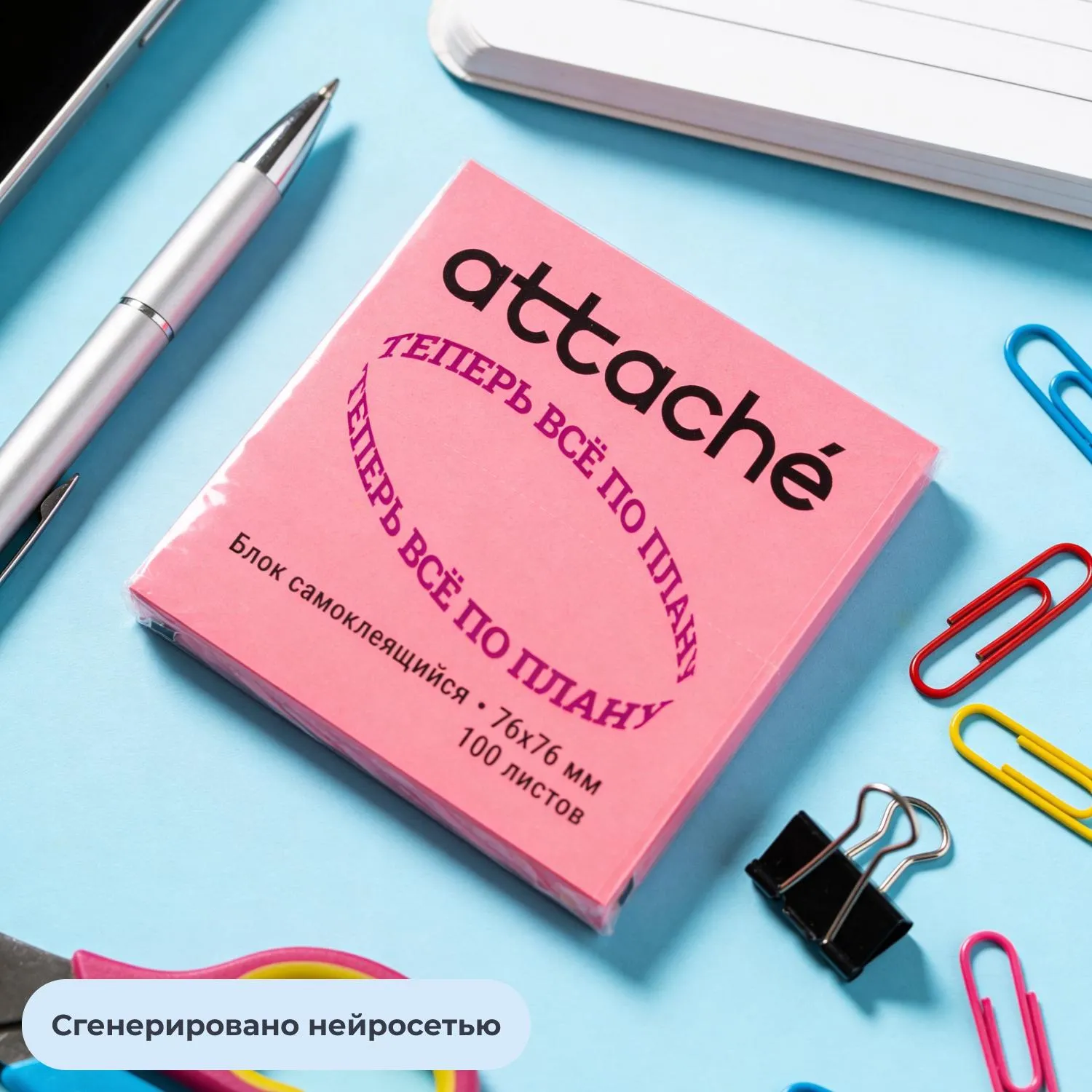 Стикеры Attache Selection 76×76 мм неоновый пурпурный 100 листов (без следов клея) - Image 9
