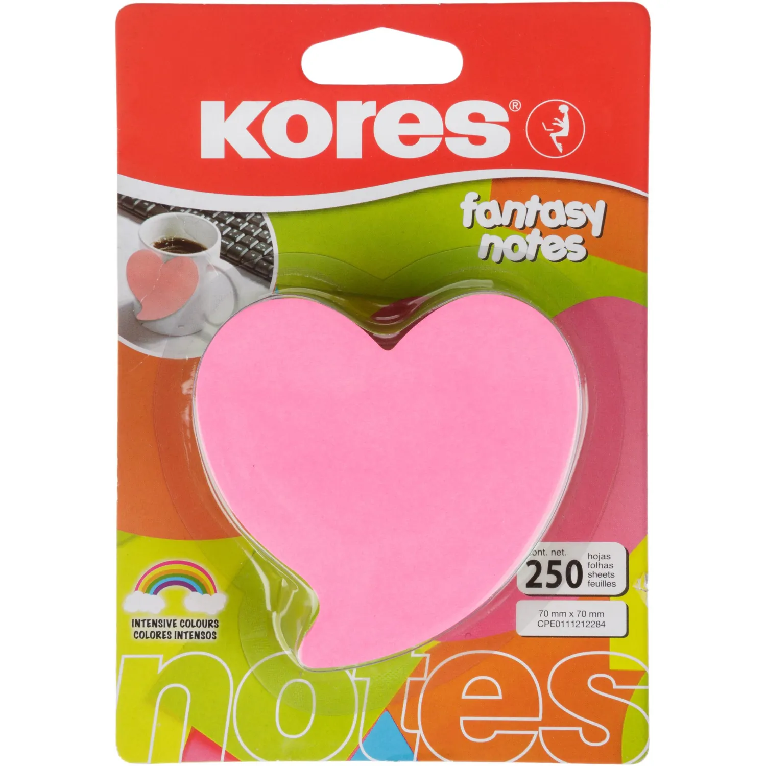 Стикеры Kores Fantasy Heart в форме сердца, 250 листов, яркие цвета, без следов клея - Image 2