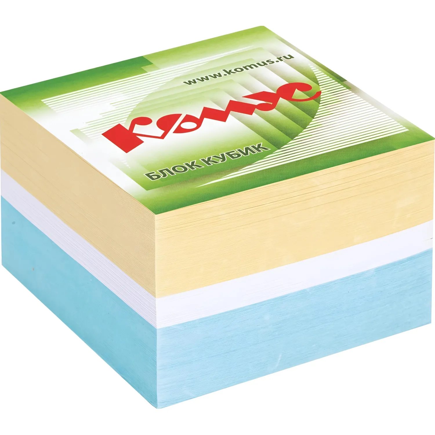 Блок для записей Комус 9×9 см, 80–100 г/м², 3 цвета, офисные заметки - Image 2