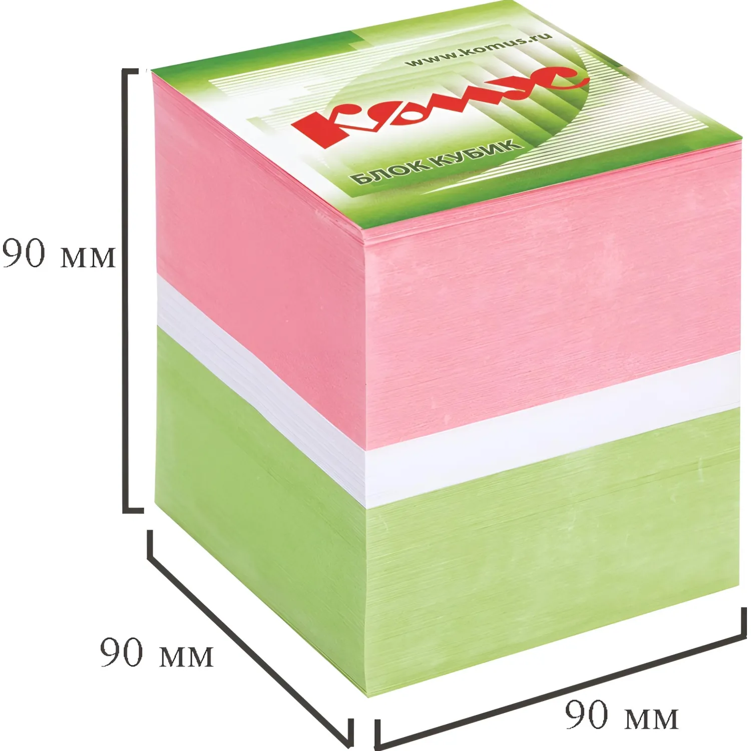 Блок для записей Комус 9×9 см, бумага 3 цвета 80–100 г/м², для офиса - Image 3