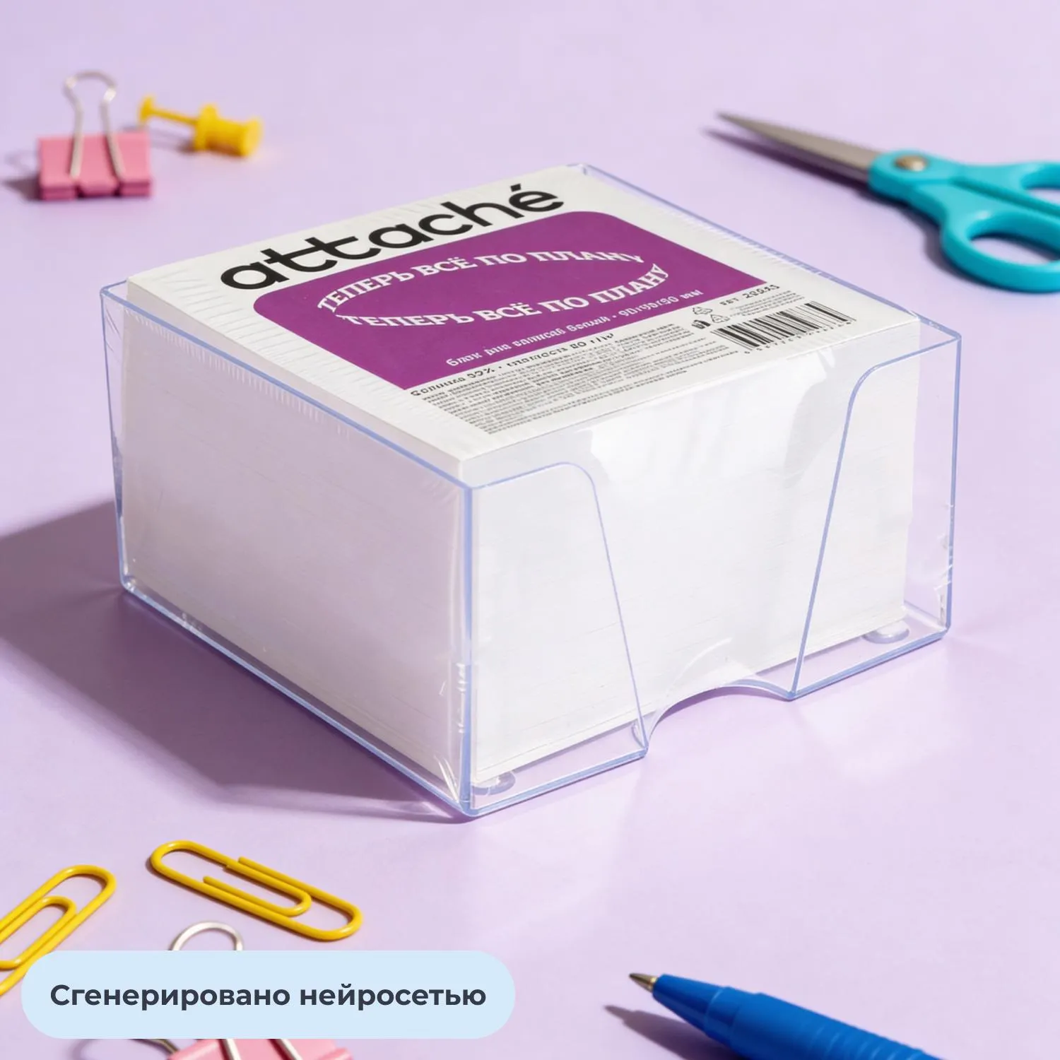 Блок для записей Attache 9×9 см, бокс прозрачный, бумага 80 г/м² - Image 4