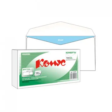 Конверты Комус E65 80 г/м² белые 110×220 мм декстриновые - Image 2