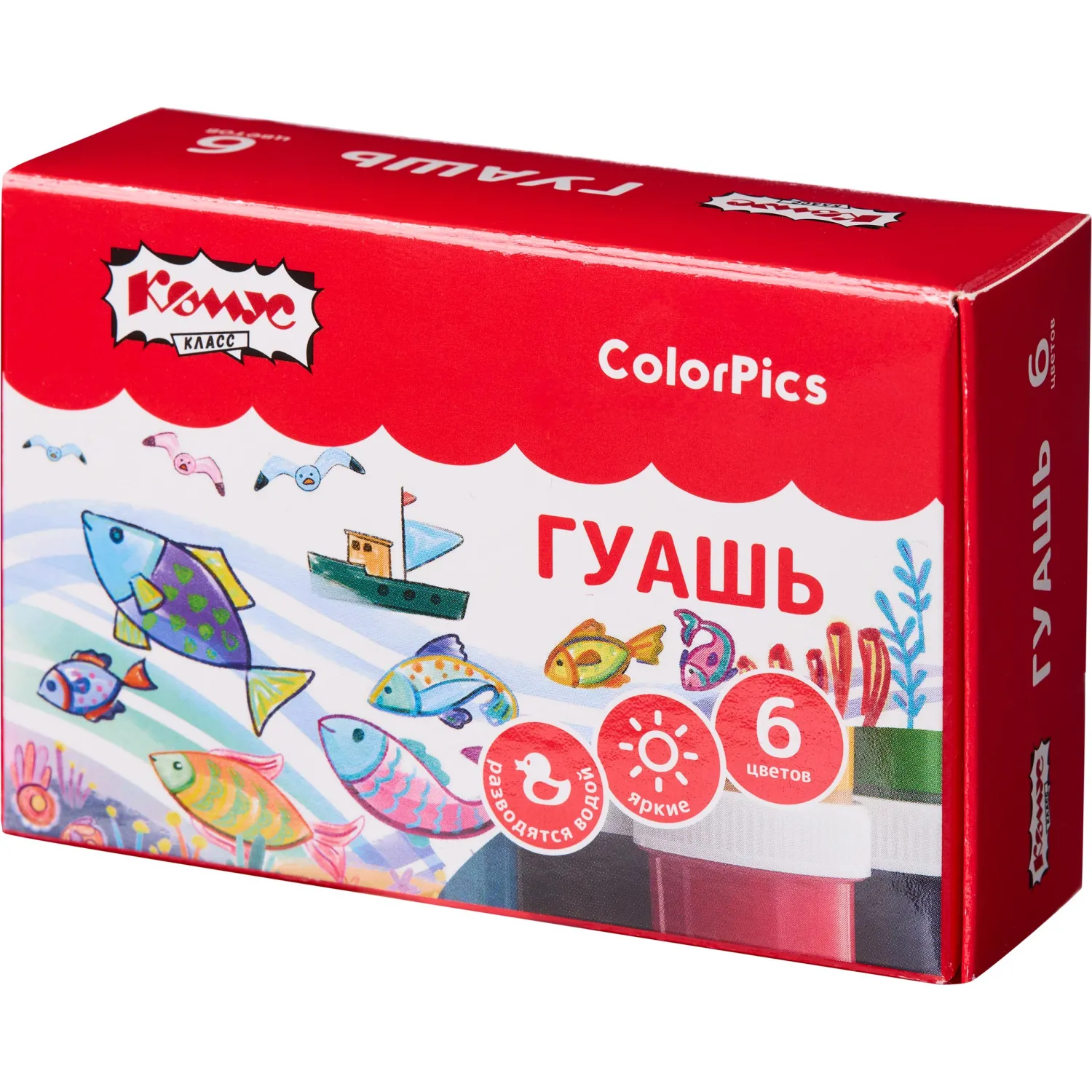 Гуашь Комус Класс ColorPics 6 цветов по 10 мл