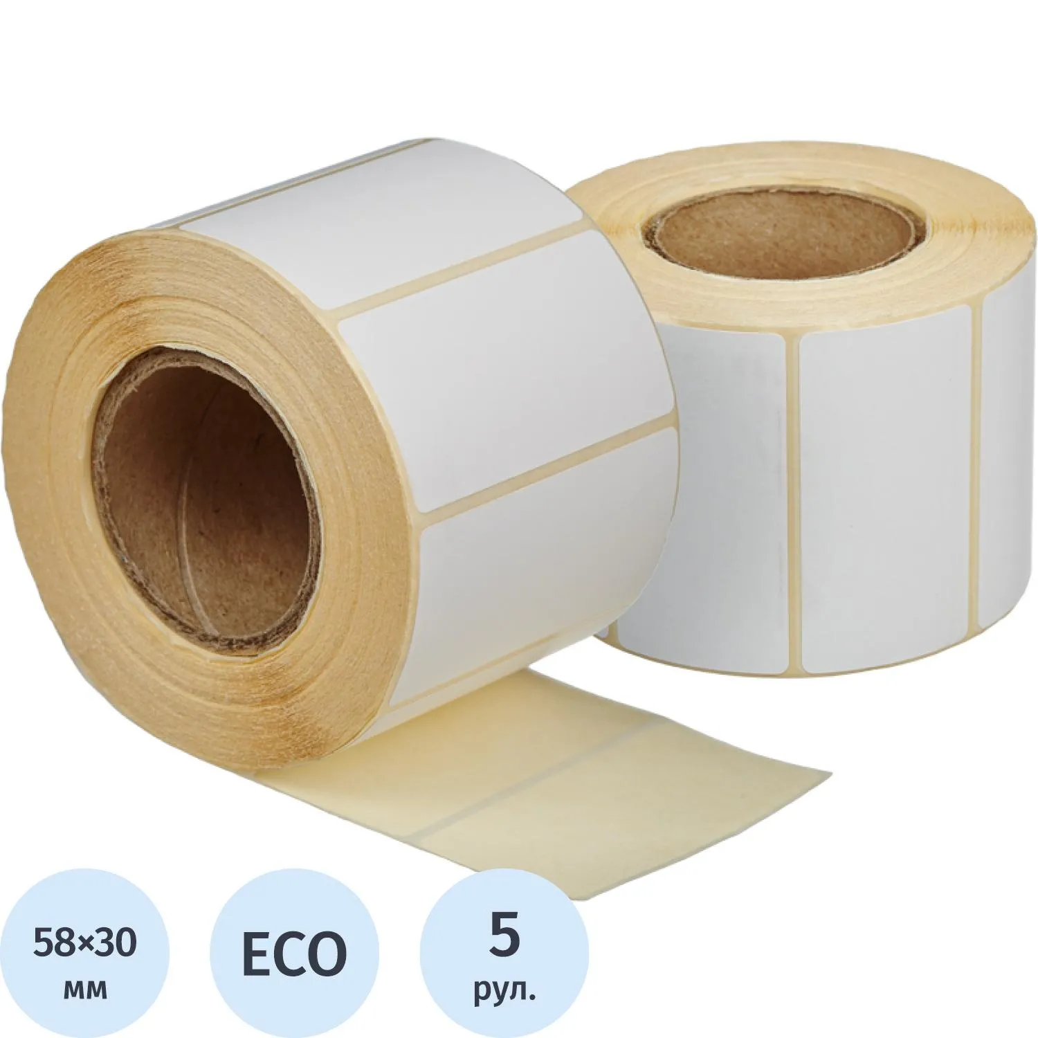 Термоэтикетки Retail Eco 58×30 мм (ЭКО), 900 шт в рулоне, 40 мм втулка