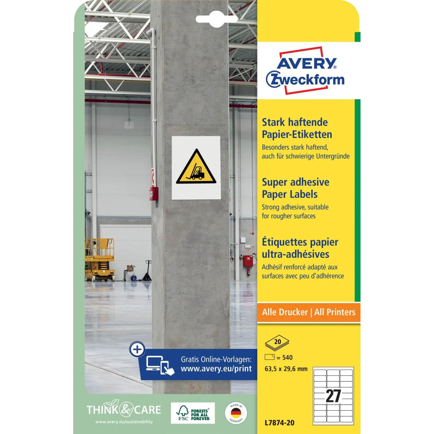 Этикетки серебристые Avery Zweckform L6133-20, 70×37 мм, 24 шт/лист, для −40° до +150°C - Image 2