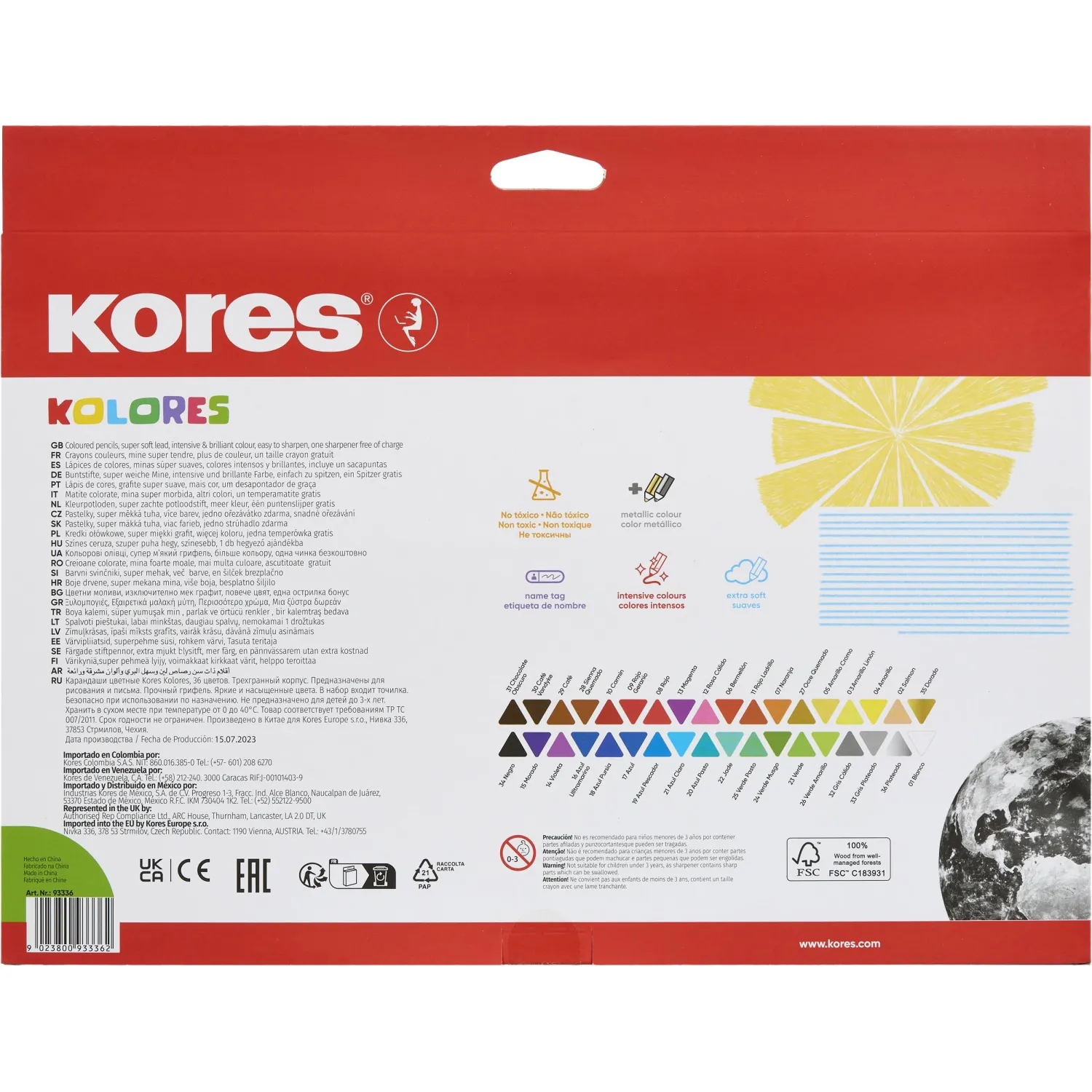 Карандаши цветные Kores Kolores 36 карандашей 36 цветов трёхгранные - Image 5