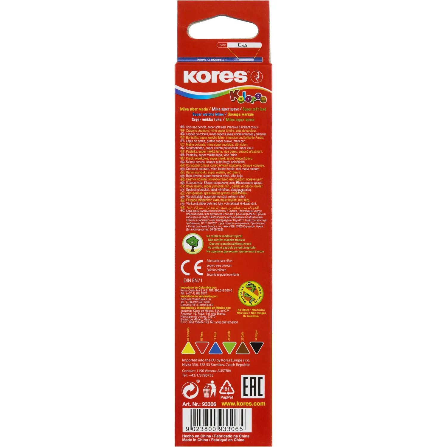Карандаши цветные Kores Kolores 6 карандашей 6 цветов трёхгранные - Image 4