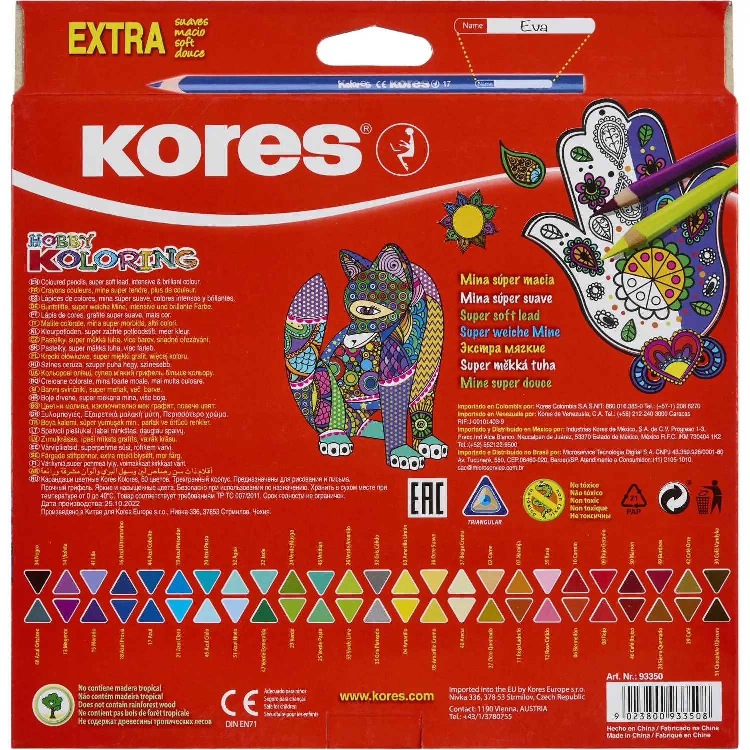 Карандаши цветные Kores Kolores 50 карандашей 50 цветов трёхгранные (93350) - Image 5