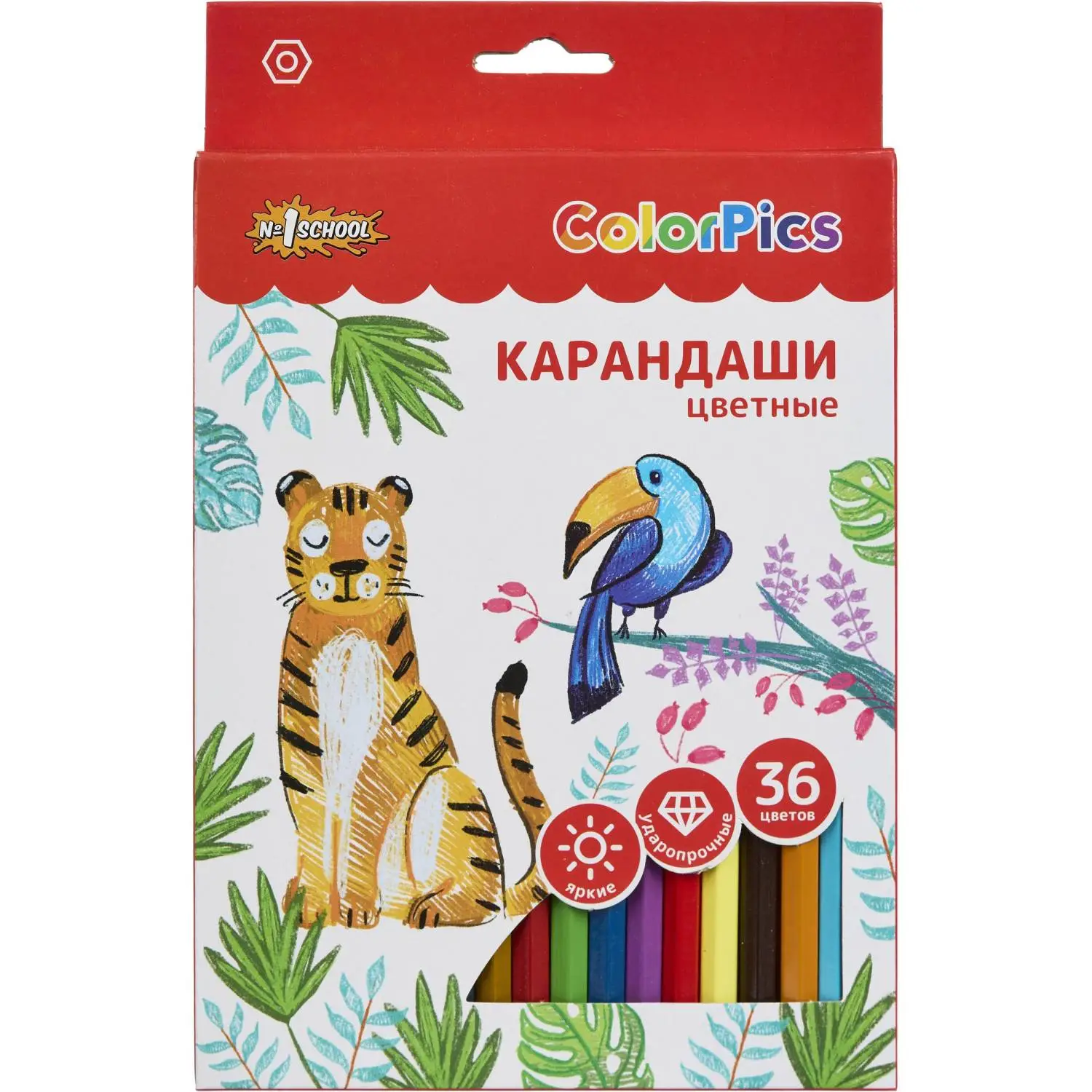 Карандаши цветные Комус Класс (№1 School) ColorPics 36 карандашей 36 цветов шестигранные