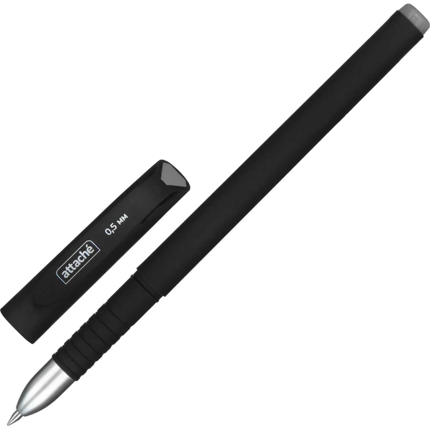 гелевая ручка Attache soft-touch черная 0.5 мм, длина 129 мм, со сменным стержнем
