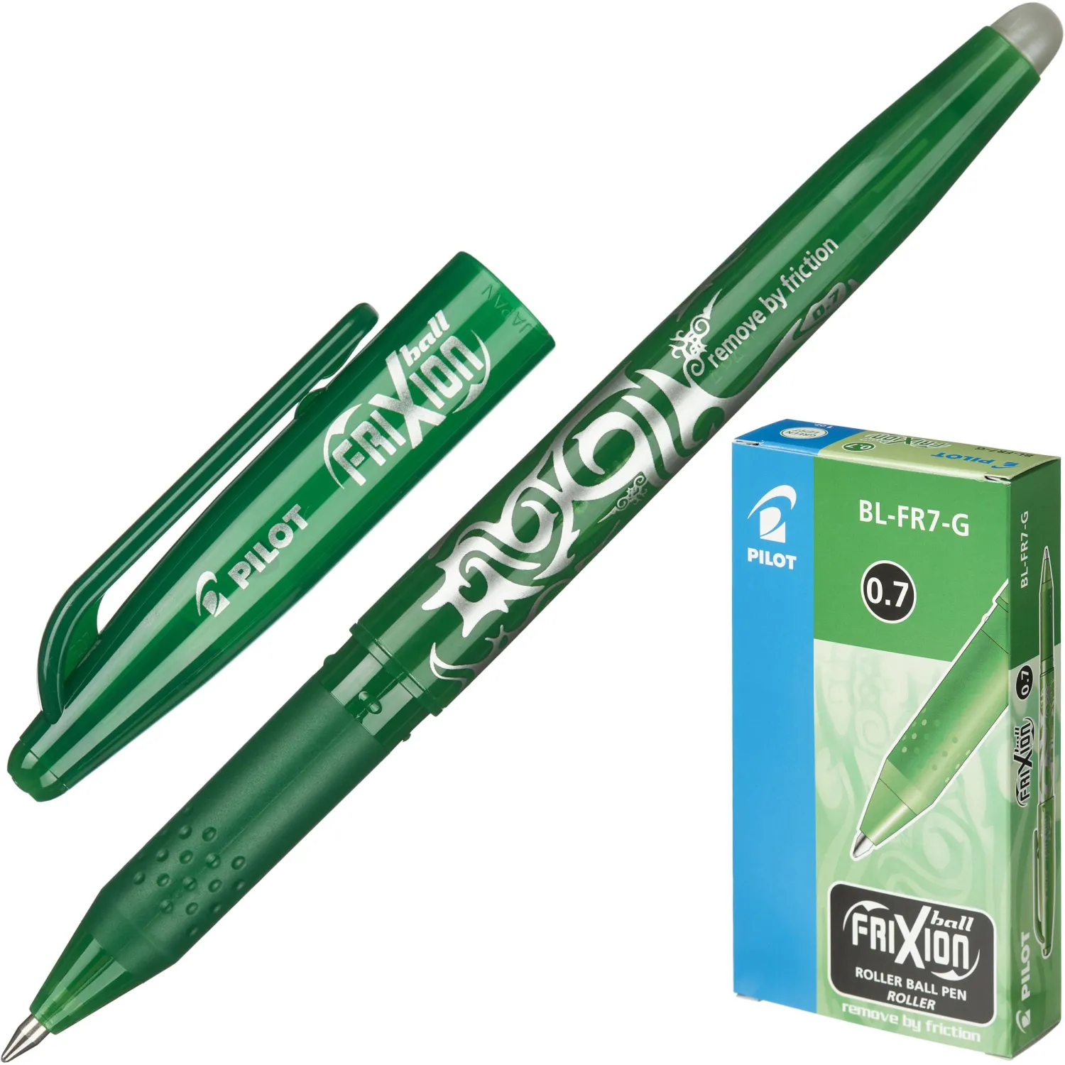 гелевая ручка Pilot Frixion BL-FR7-G со стираемыми чернилами, зеленый 0,7 мм (с резинкой-ластиком) - Image 2