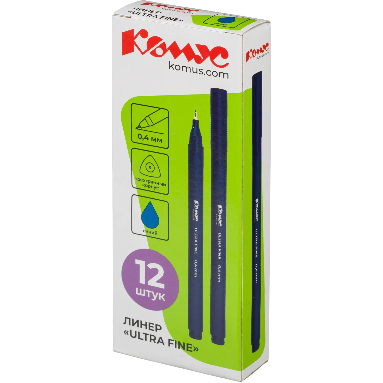 Ручка-линер Комус Ultra Fine 0,4 мм, синий, эргономичная для чертежей - Image 6