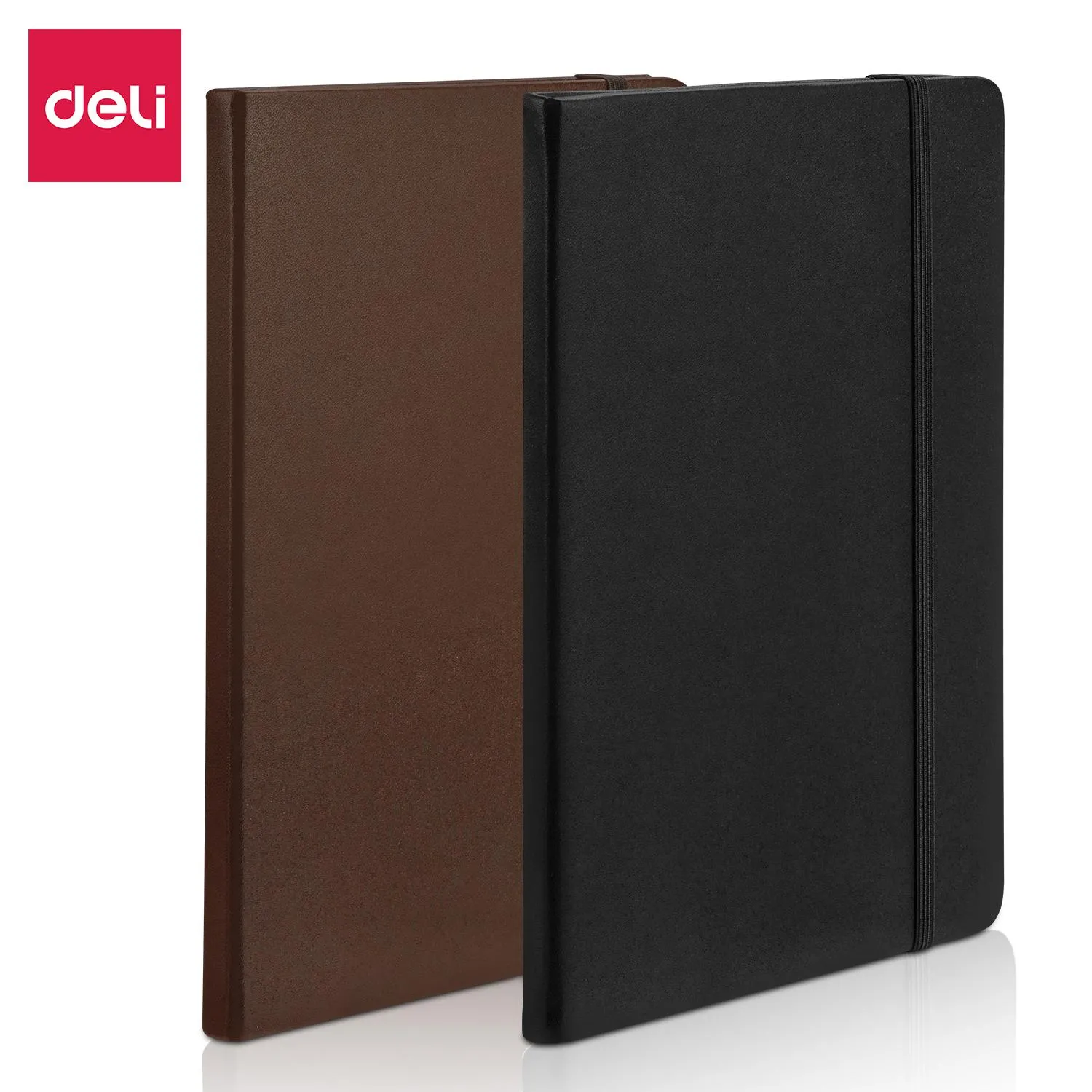 Бизнес-блокнот Deli Squared Notebook A5 из искусственной кожи с резинкой фиксации - Image 2