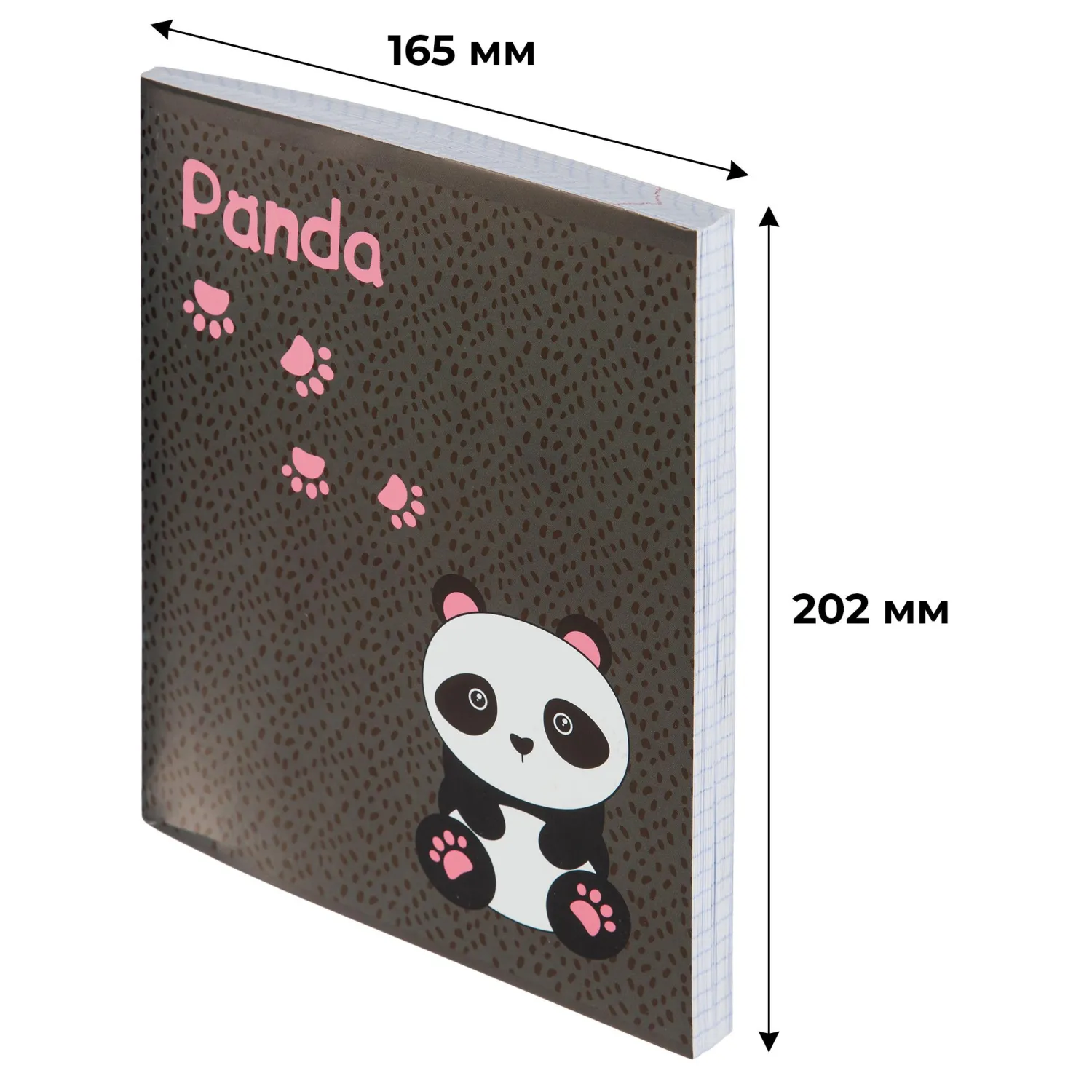 Тетрадь общая Комус Panda А5 96 листов, клетка, скрепка, картон с ВД-лаком - Image 2