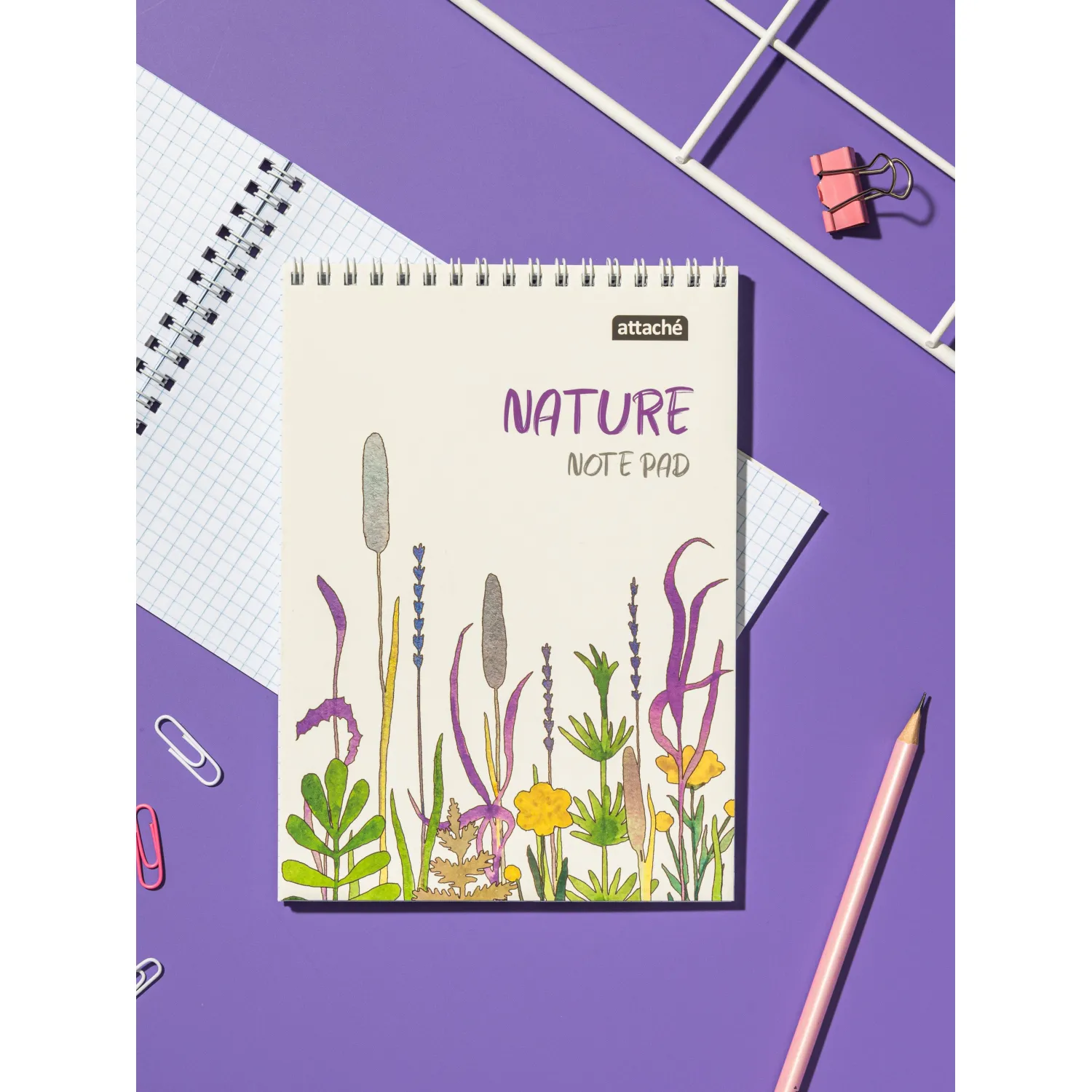 Блокнот Attache Nature White flowers A5 60 листов, клетка, спираль, 146×204 мм - Image 9