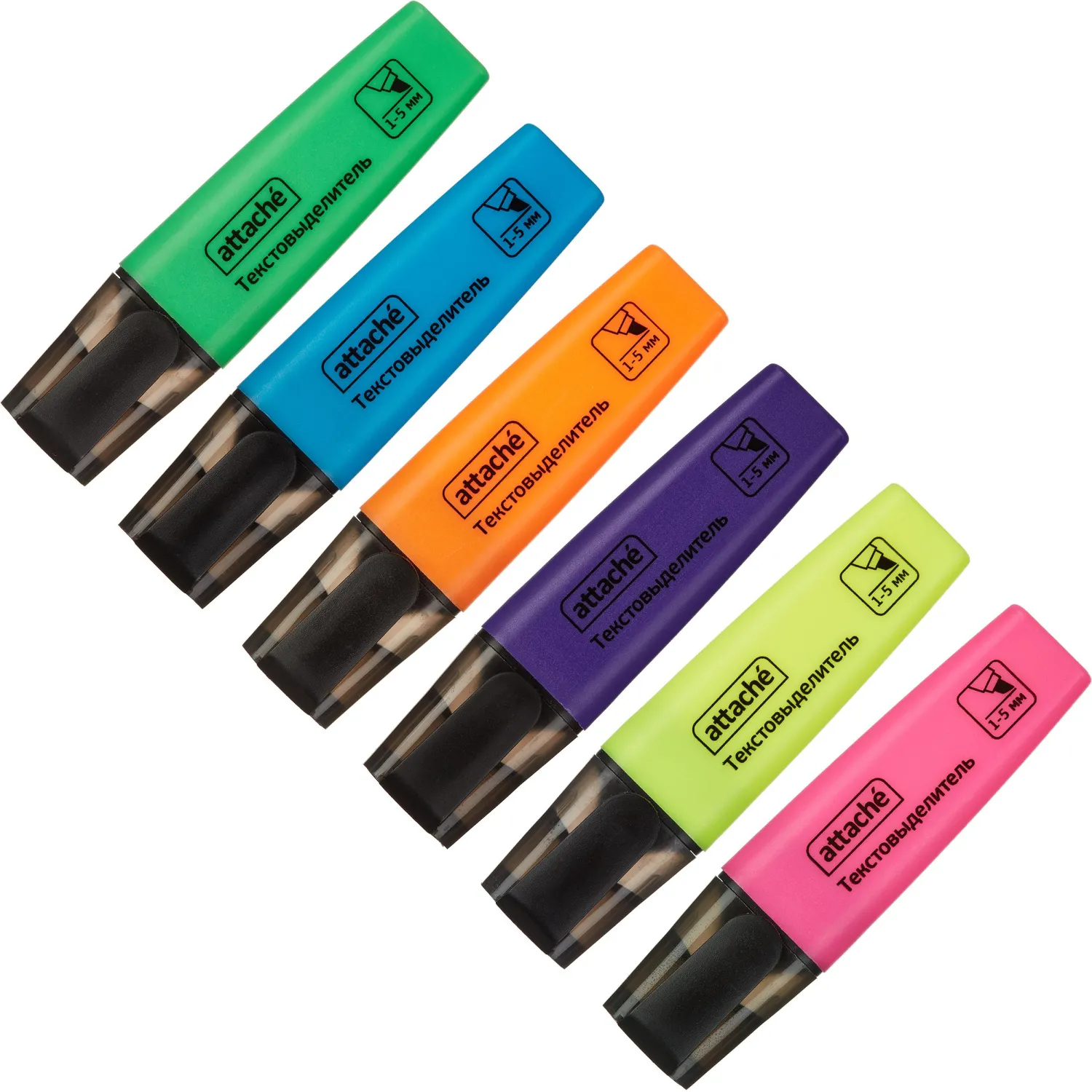 Набор текстовыделителей Attache Colored 6 цветов (светоустойчивые маркеры, скошенный наконечник) - Image 2