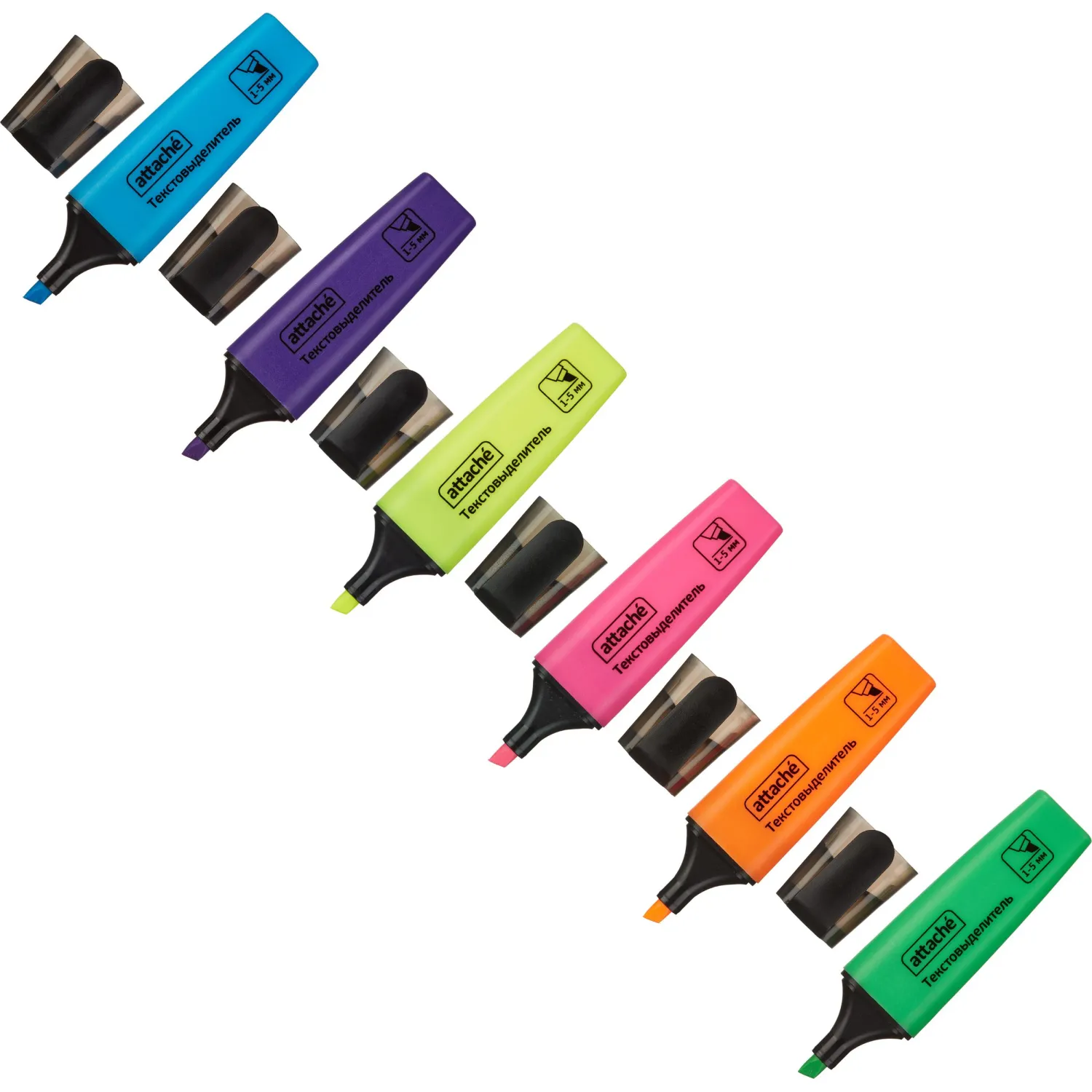 Набор текстовыделителей Attache Colored 6 цветов (светоустойчивые маркеры, скошенный наконечник) - Image 20
