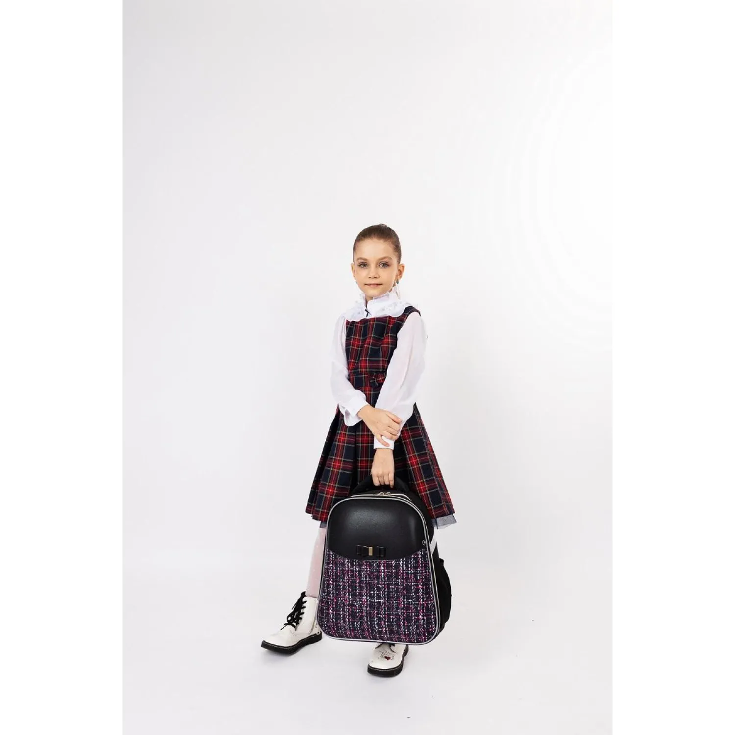 Ранец Fashion анатомический черный твид с двумя отделениями - Image 13