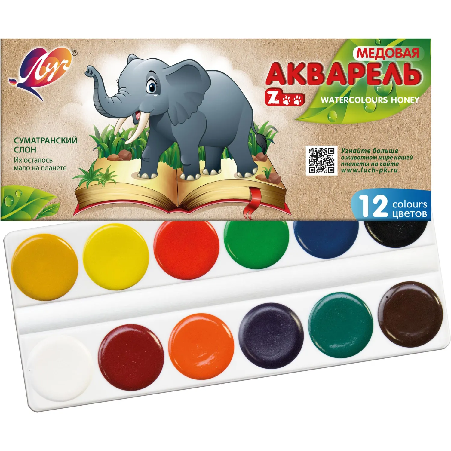 Краски акварельные медовые Луч Zoo 12 цветов - Image 3