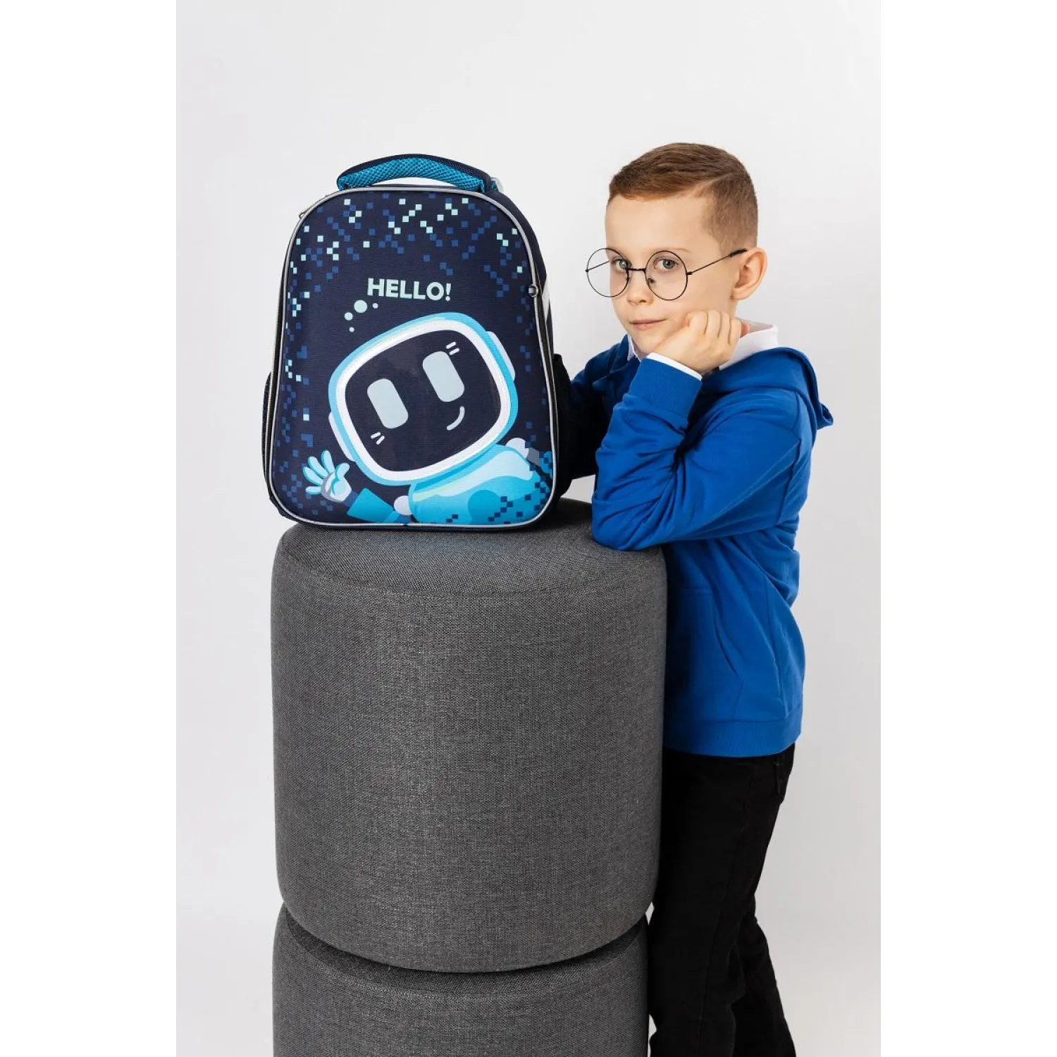 Ранец Robot Hello анатомический синий с двумя отделениями - Image 12