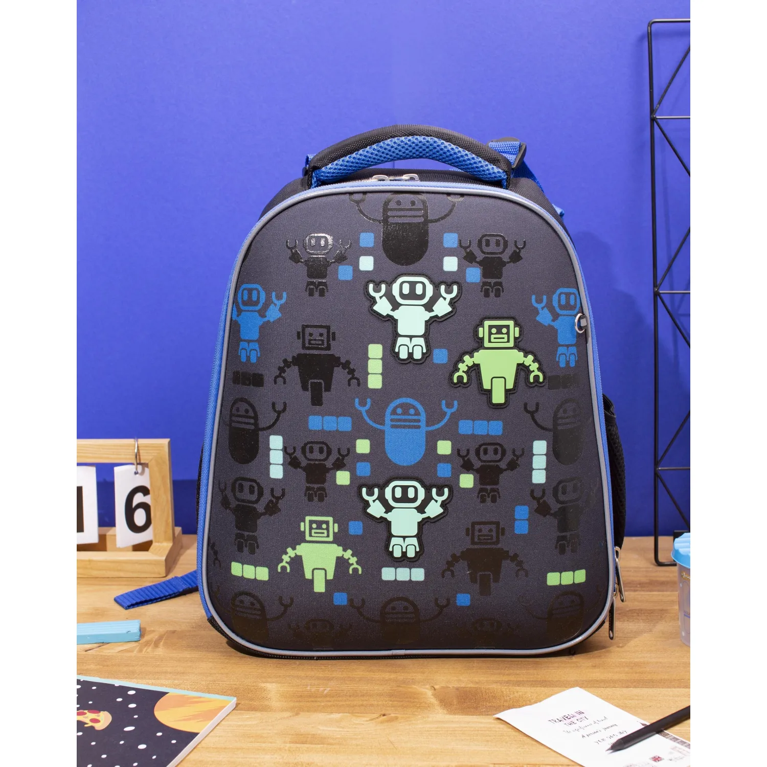 Ранец Robot Hello анатомический синий с двумя отделениями - Image 9