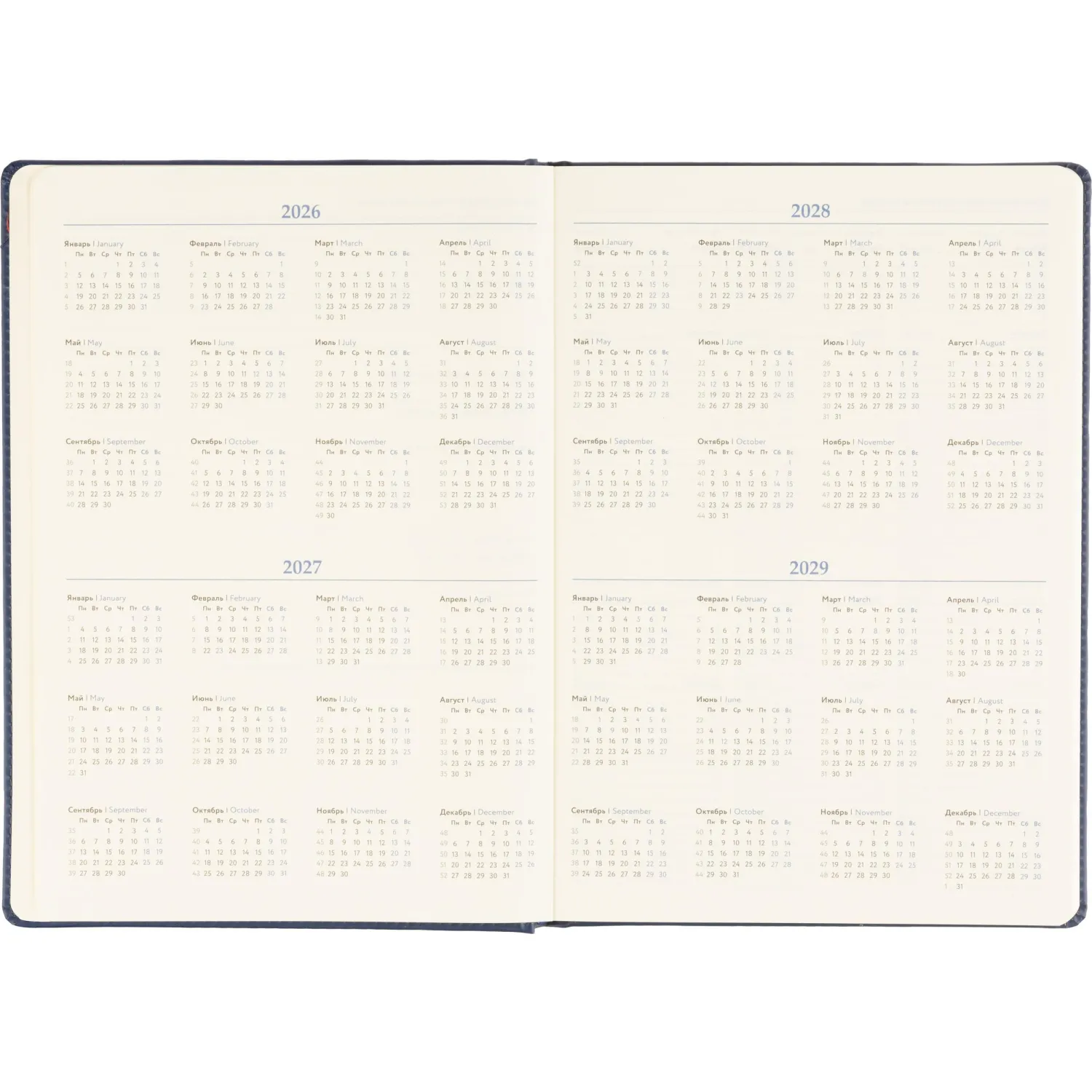 Ежедневник недатированный Attache Classic А4 (136 л., экокожа, синий, календарь, ляссе) - Image 10