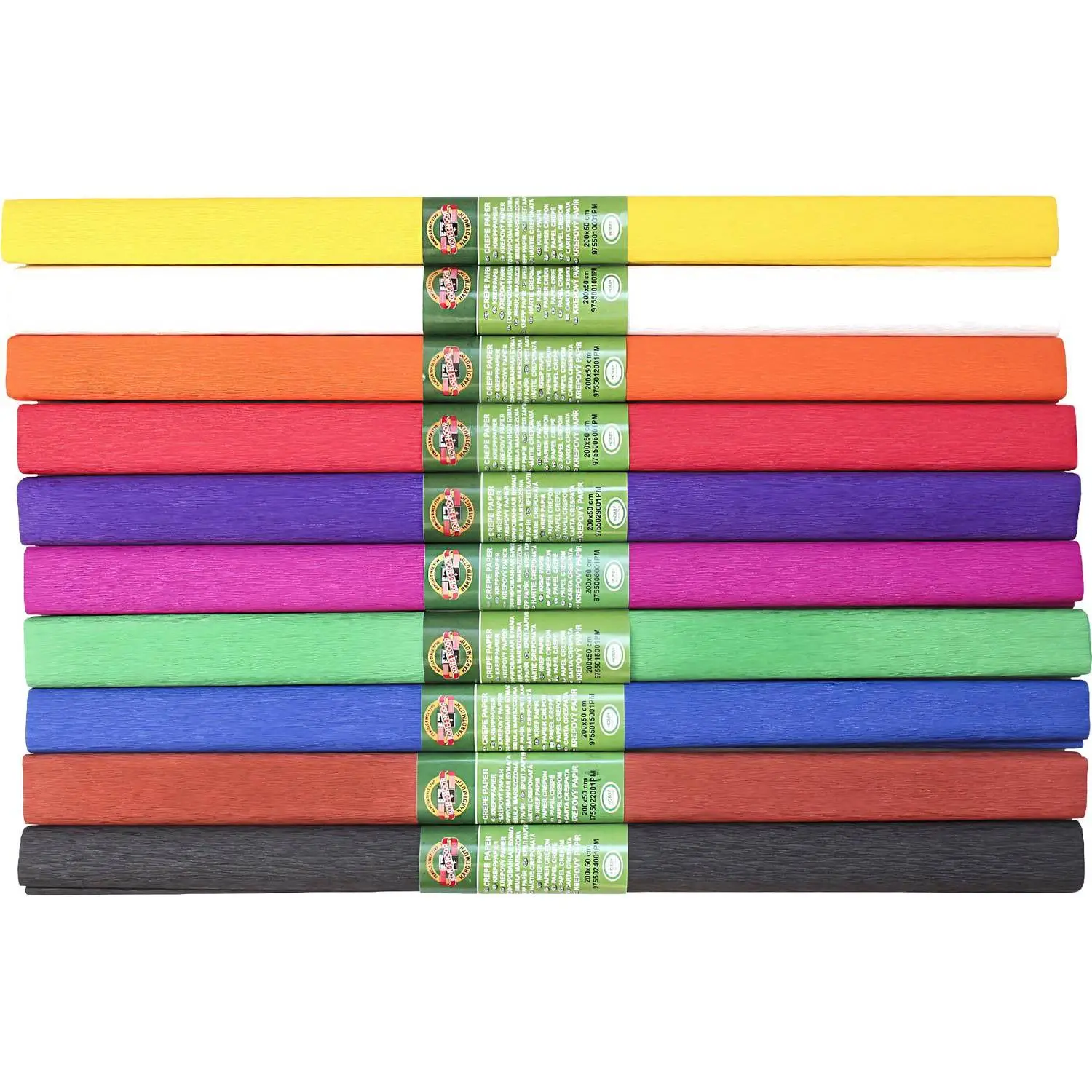 Бумага крепированная Koh-i-Noor 50 см x 2 м 10 листов 10 цветов 32 г/кв.м - Image 2