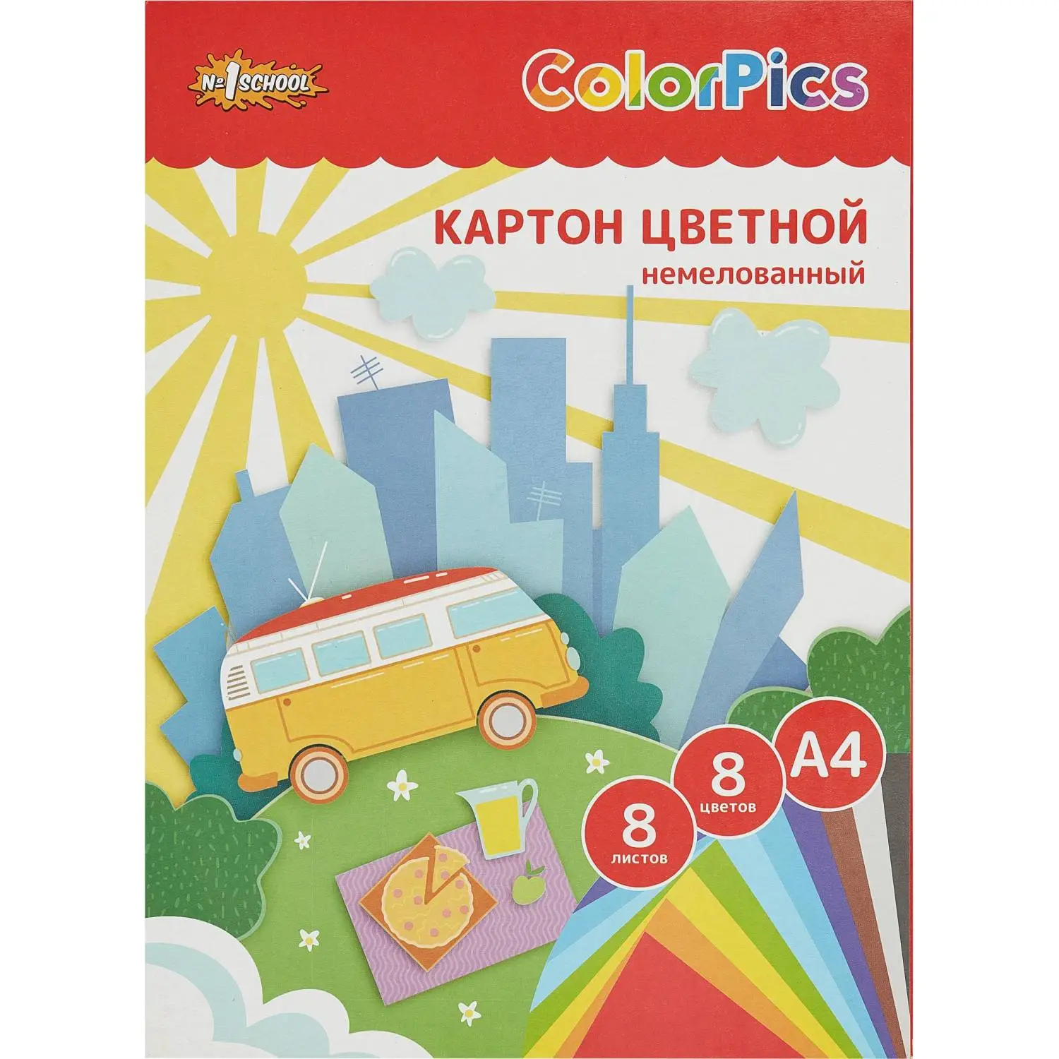 Картон цветной ColorPics (A4, 8 листов, 8 цветов, немелованный) - Image 4