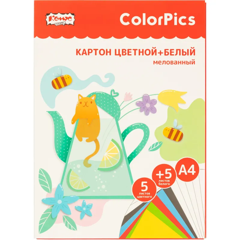 Набор цветного картона и бумаги (А4, 10 листов, 6 цветов)