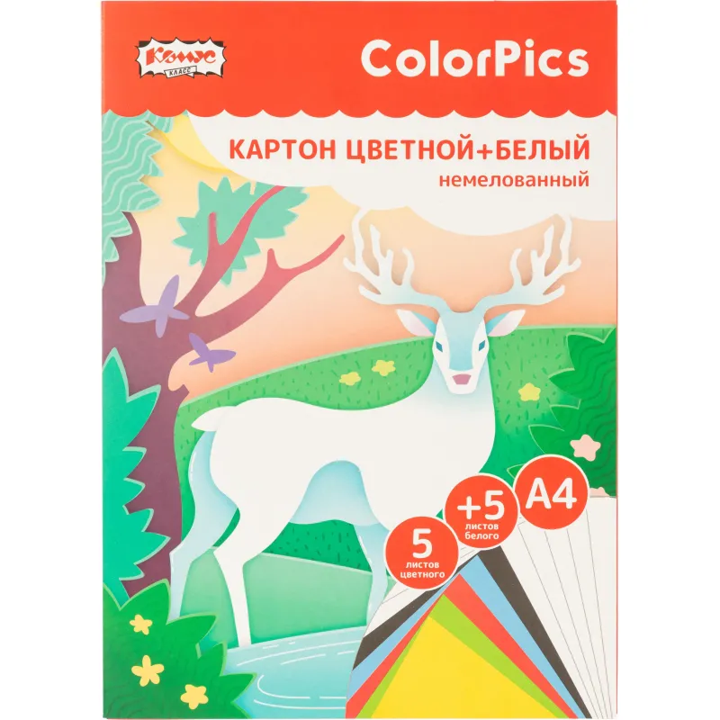 Набор цветного картона и бумаги (А4, 10 листов, 5 цветов) - Image 2