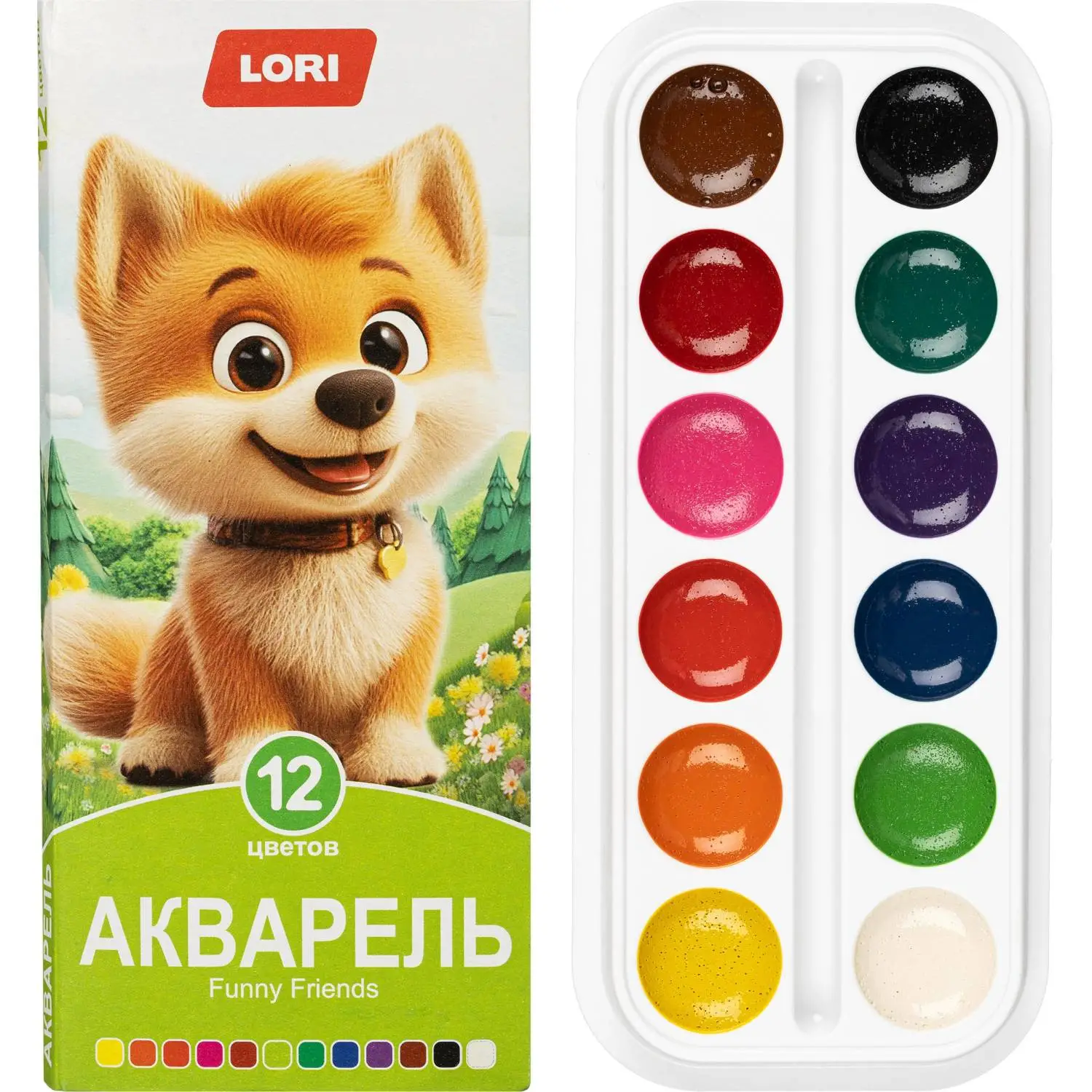 Краски акварельные Lori Funny Friends 12 цветов - Image 2