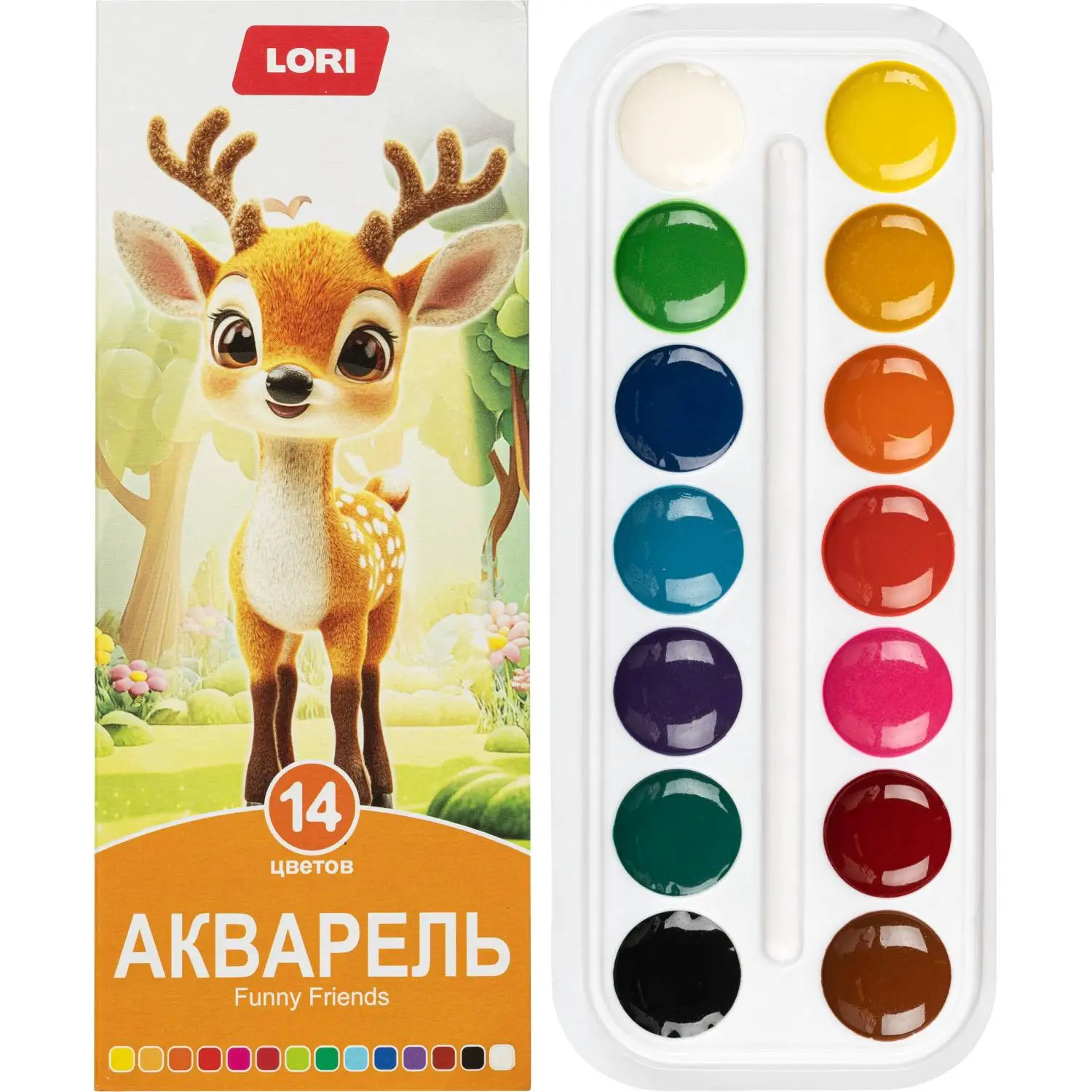 Краски акварельные Lori Funny Friends 14 цветов - Image 2