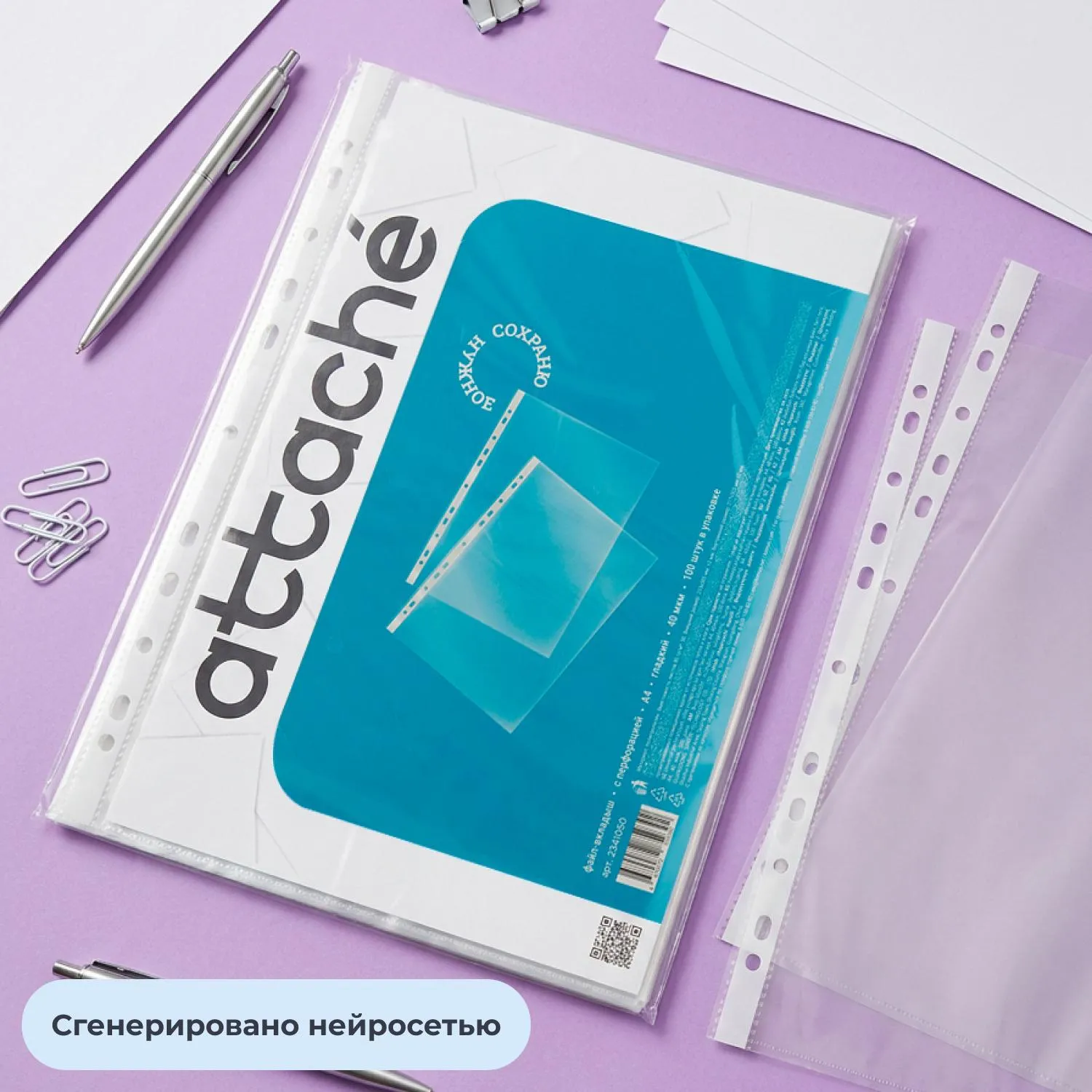 Файл-вкладыш Attache А4 40 мкм гладкий с перфорацией (100 штук в упаковке) - Image 7