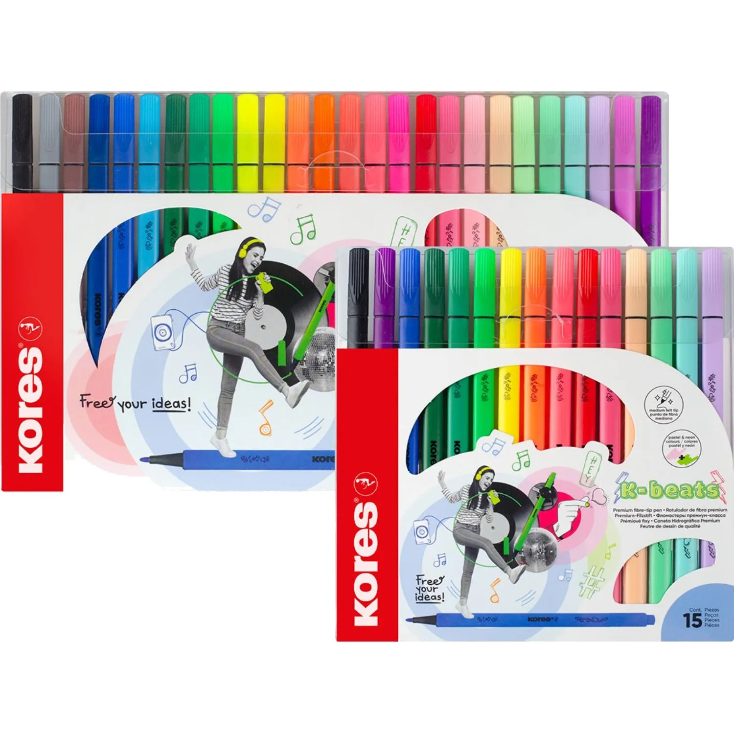 Фломастеры Kores K-beats 26 цветов с вентилируемыми колпачками - Image 14