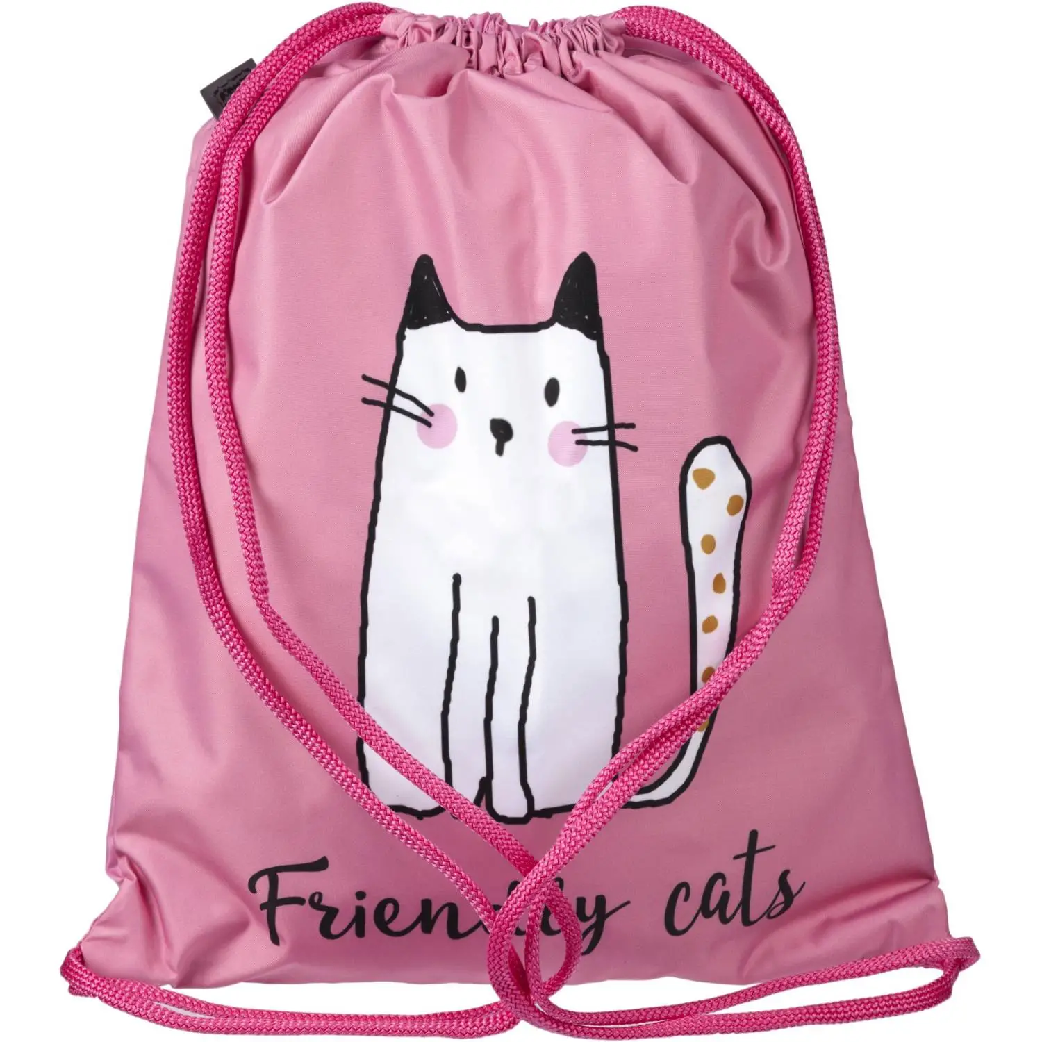 Мешок для сменной обуви Комус Класс Friendly cats 360x470 мм розовый с 1 отделением