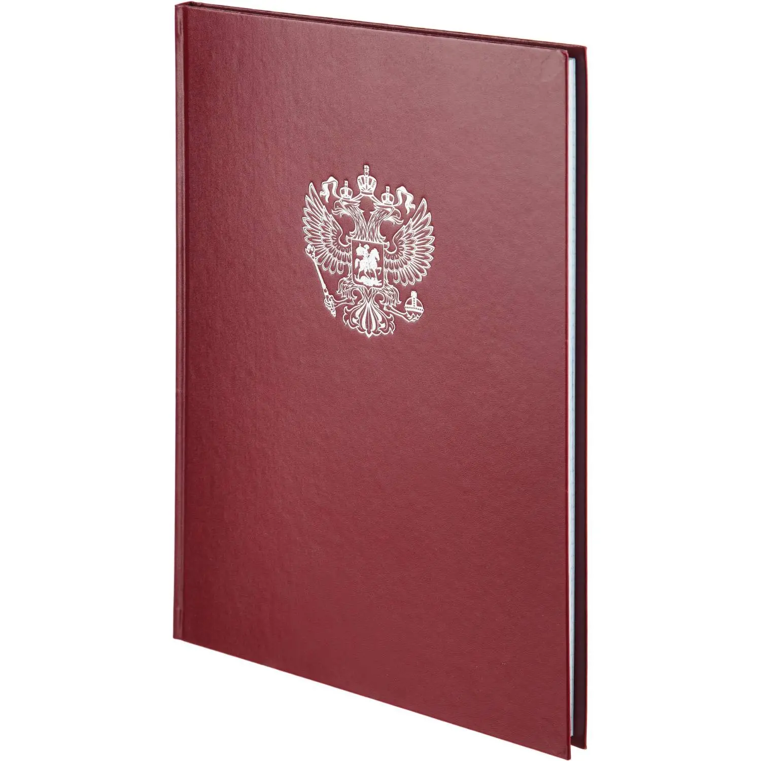 Книга учета 96 листов А4 в клетку на сшивке блок офсет Герб бордовый (обложка - бумвинил) - Image 2