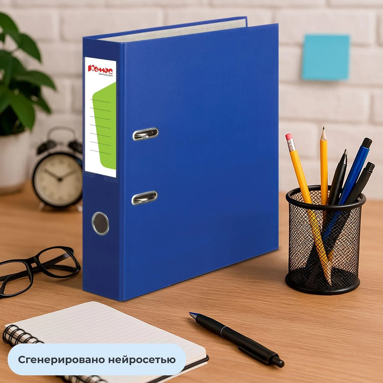 Папка-регистратор 75 мм синяя бумвинил/бумага с защитным уголком - Image 11