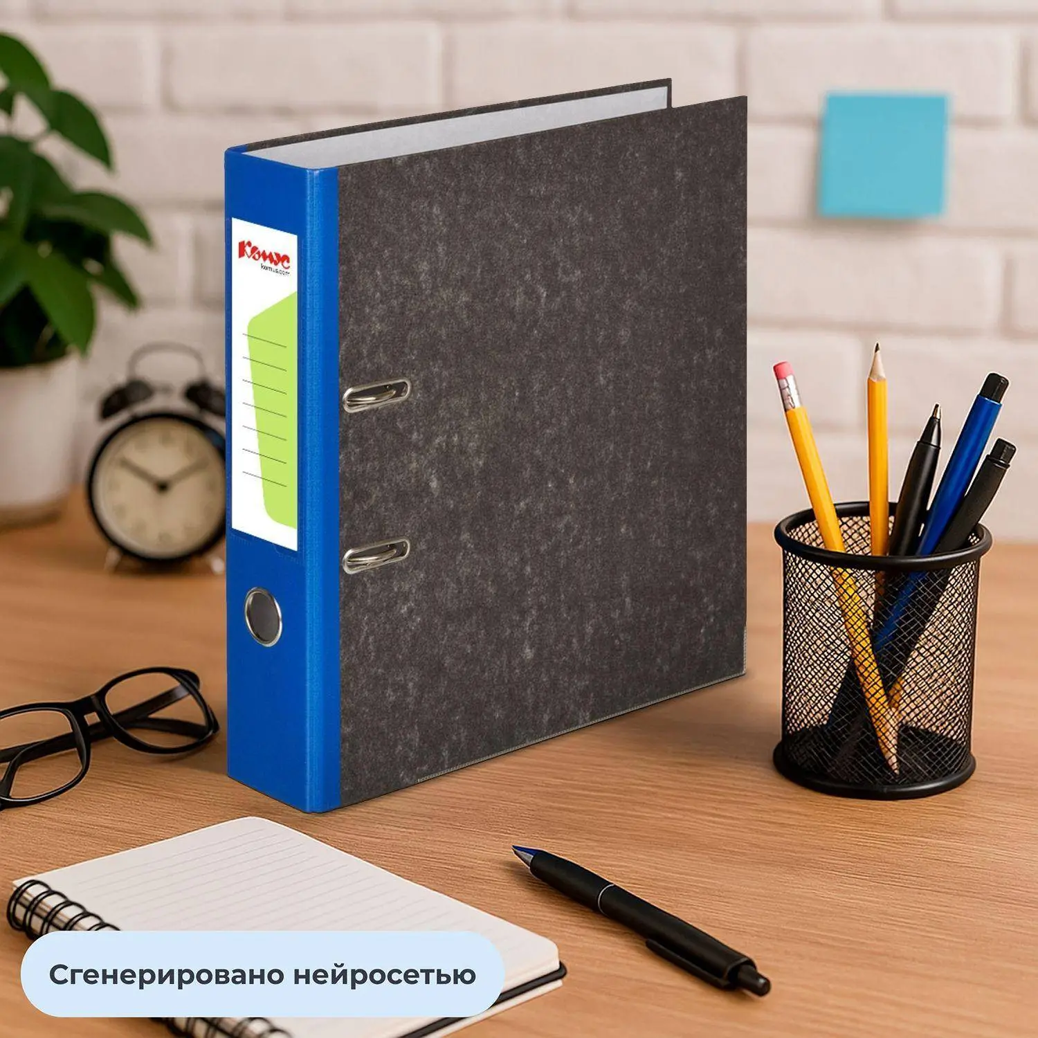 Папка-регистратор 75 мм чёрная/синяя бумага с защитным уголком - Image 13