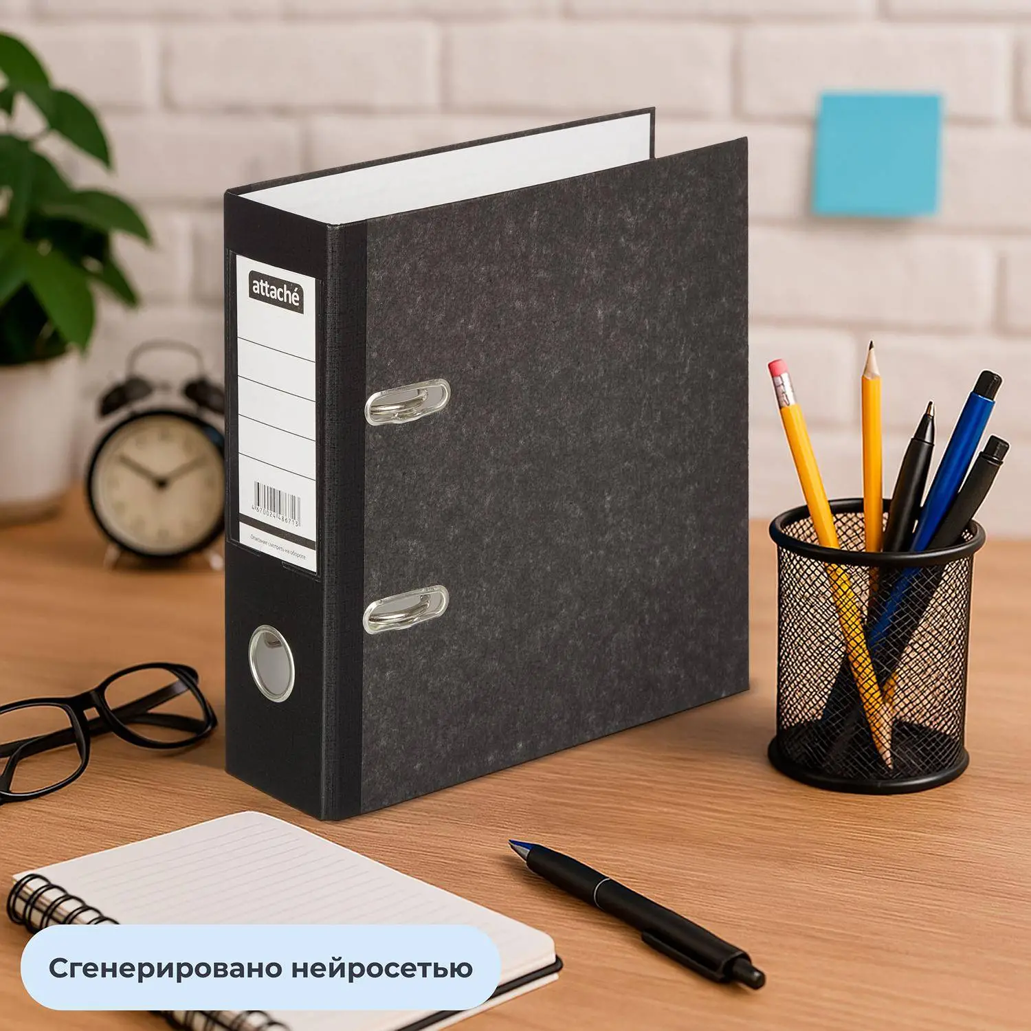 Папка-регистратор 75 мм чёрная бумага с защитным уголком - Image 11