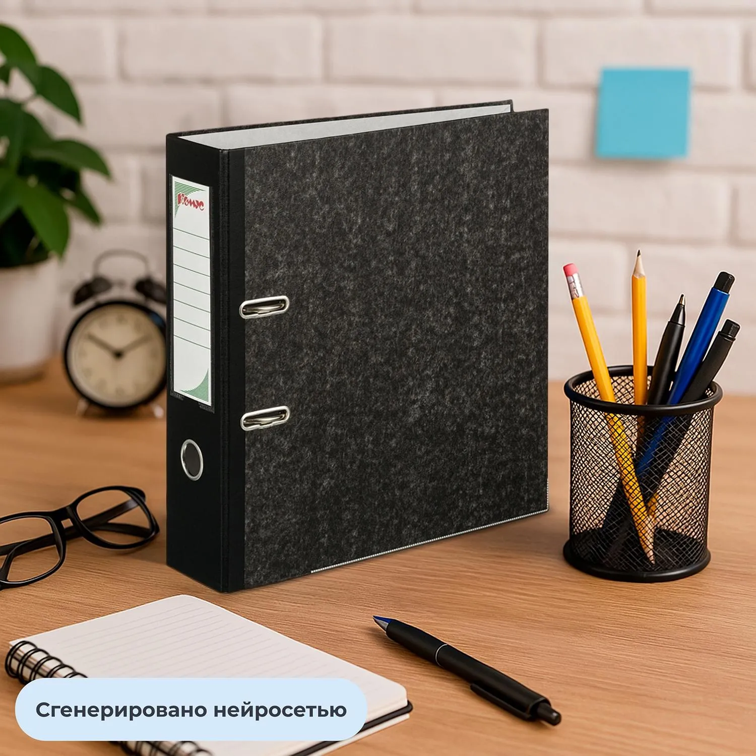 Папка-регистратор 80 мм чёрная бумага с защитным уголком - Image 11
