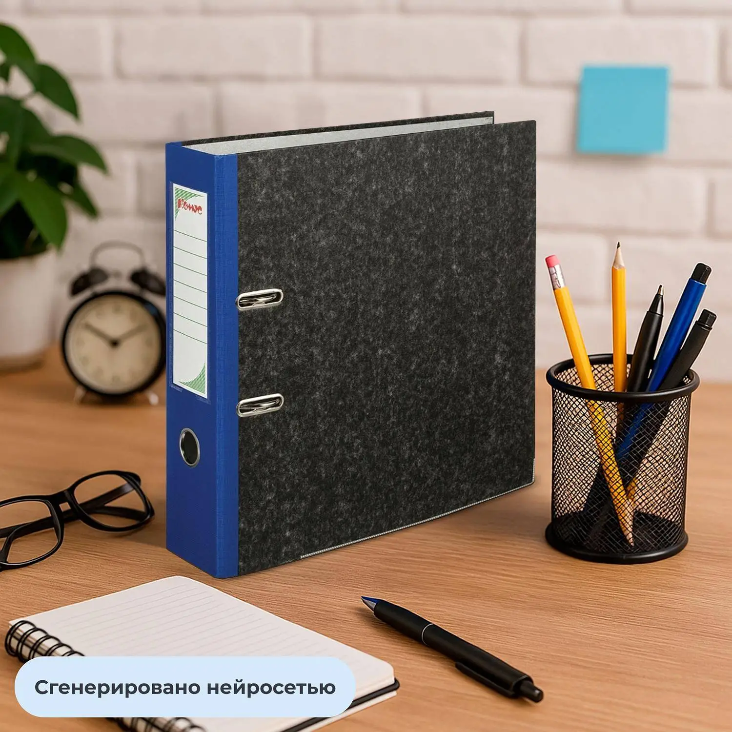 Папка-регистратор 80 мм чёрная/синяя бумага с защитным уголком - Image 11