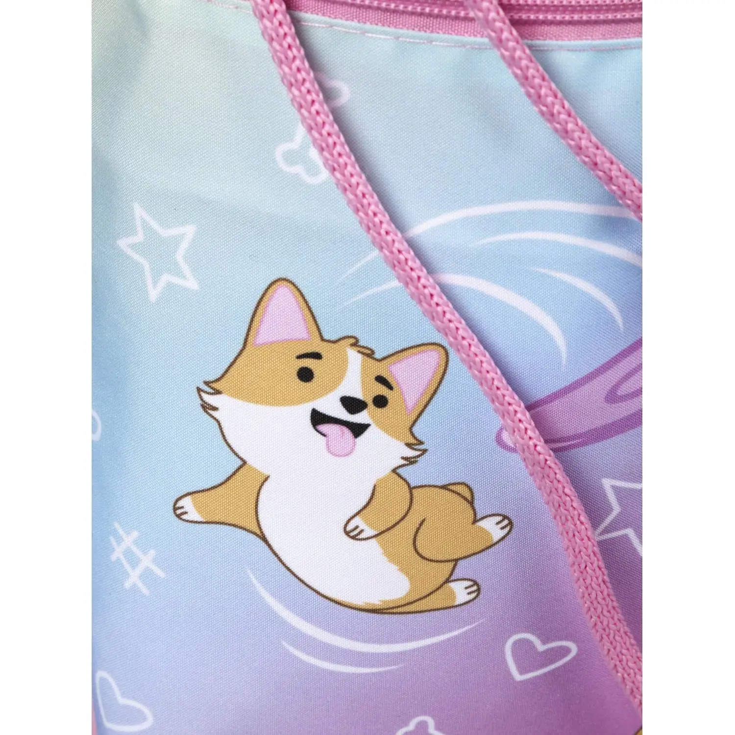 Мешок для сменной обуви Комус Класс Corgi time 330x420 мм розовый с карманом - Image 6