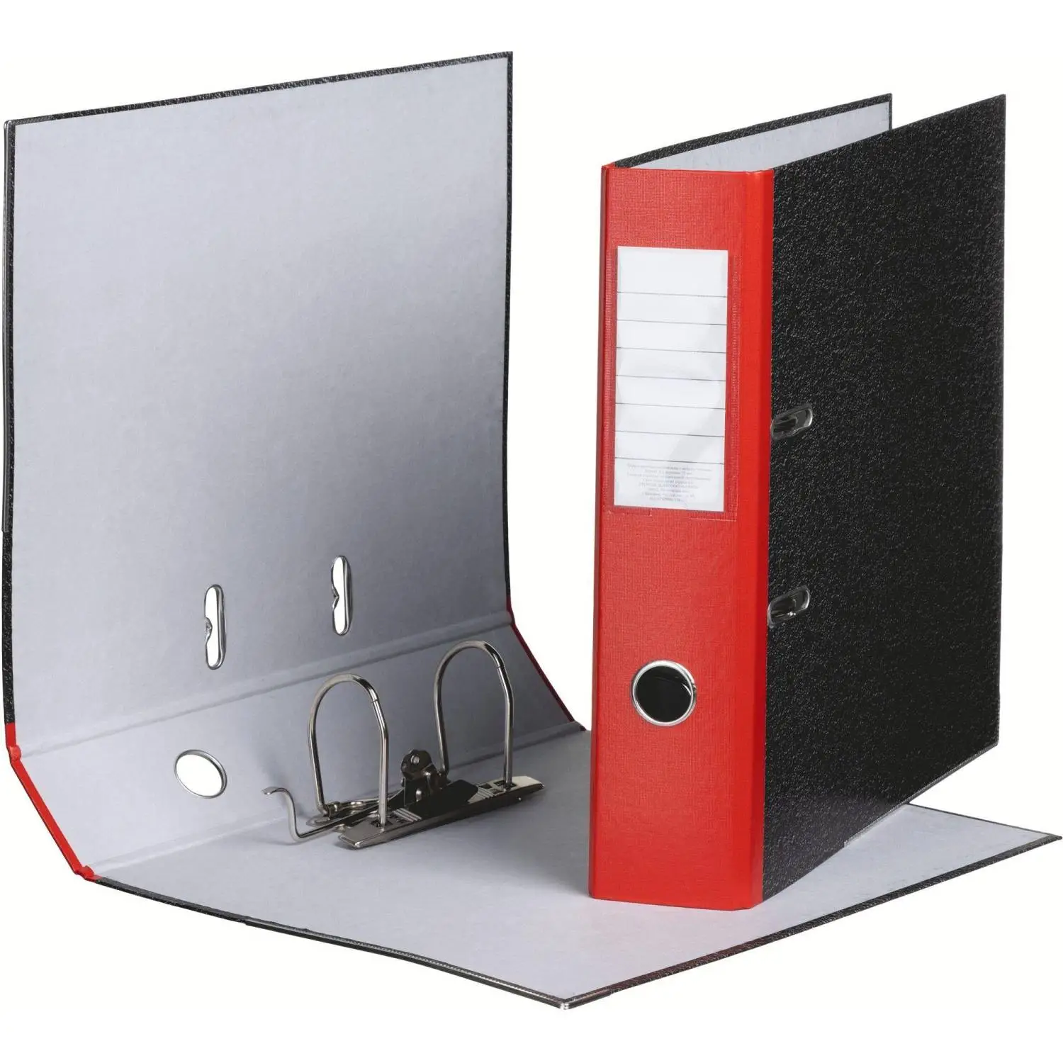 Папка-регистратор 75 мм чёрная/красная бумага с защитным уголком - Image 4