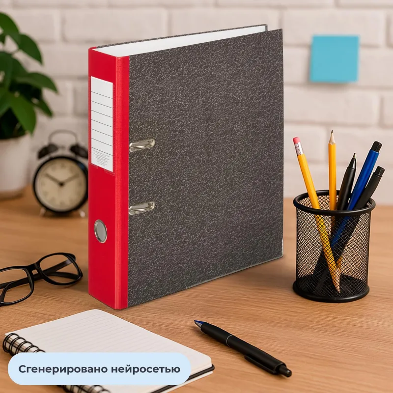 Папка-регистратор 75 мм чёрная/красная бумага с защитным уголком - Image 11