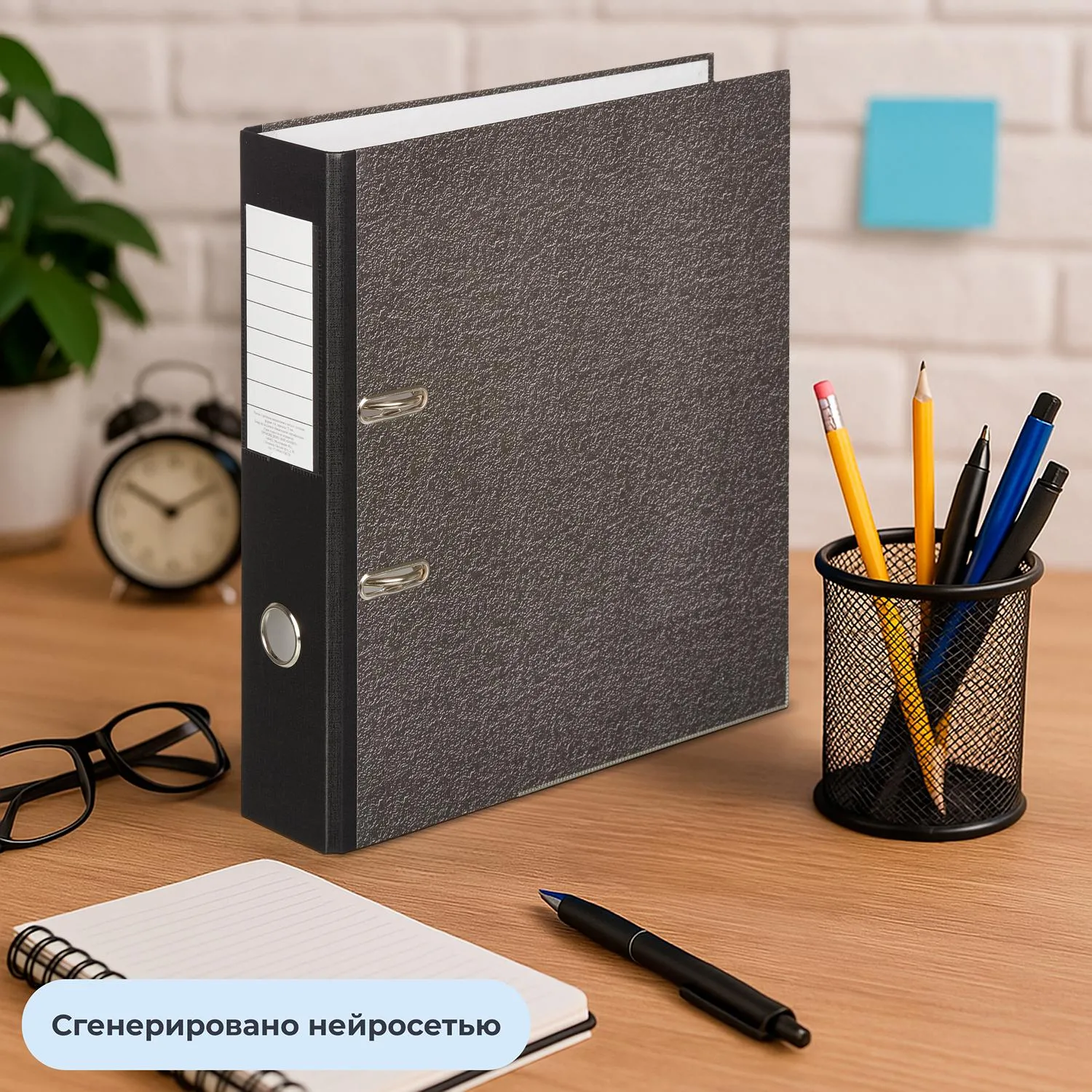 Папка-регистратор 75 мм чёрная бумага с защитным уголком - Image 11